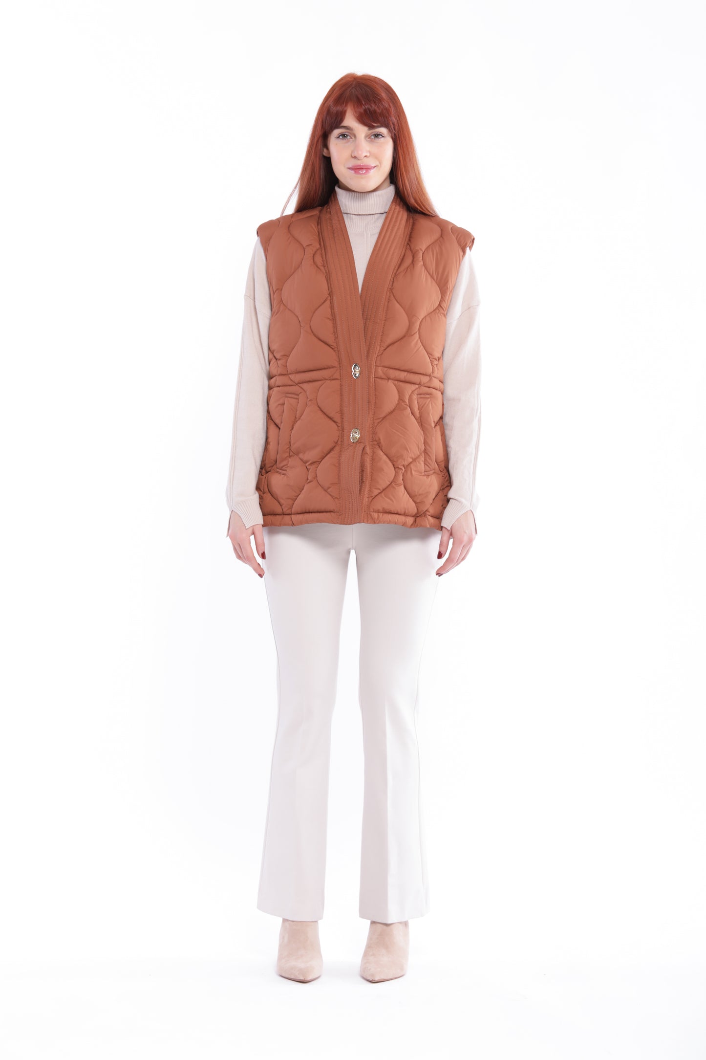 GILET IN PIUMINO CON TRAMA GEOMETRICA