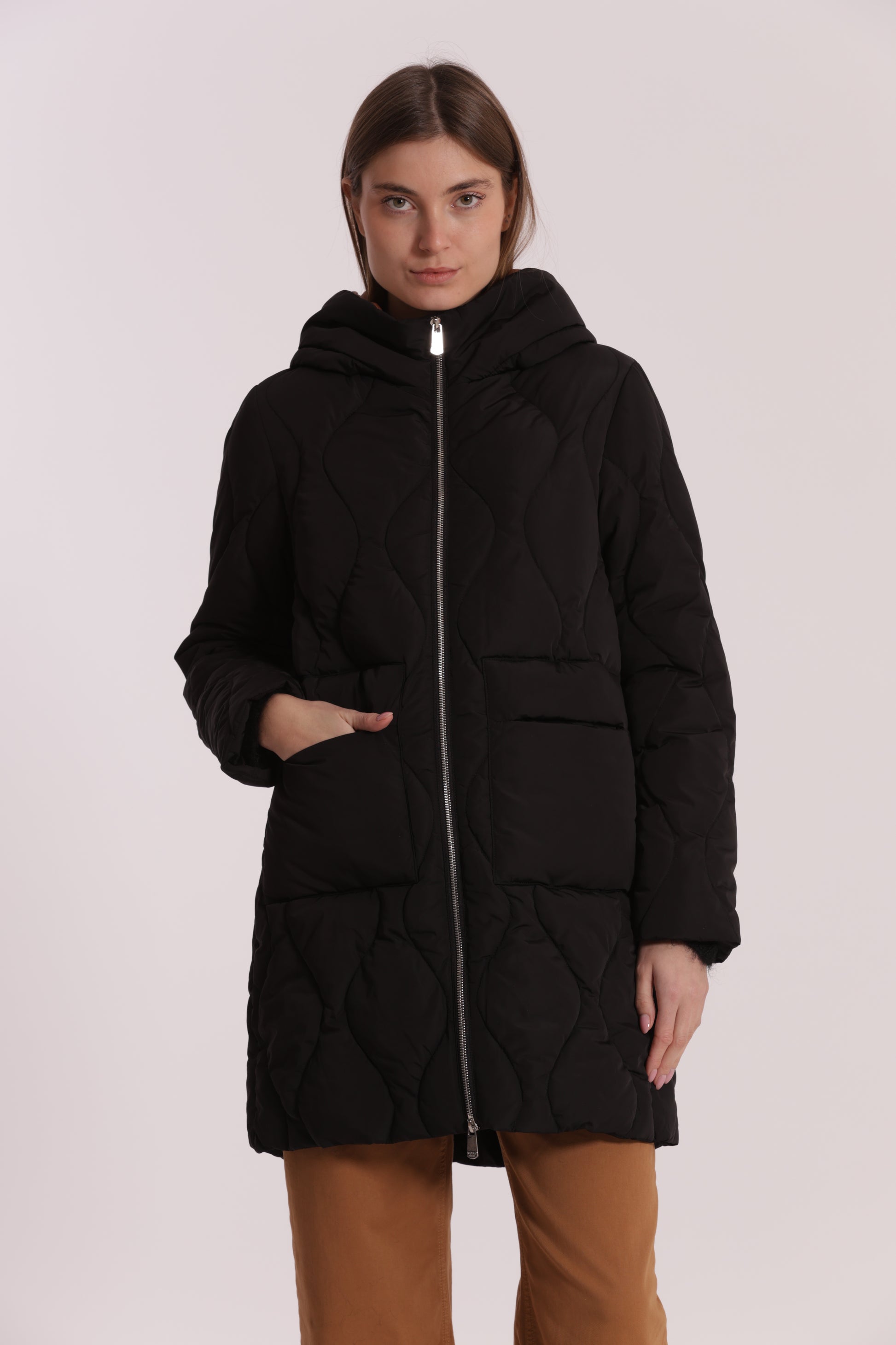 PIUMINO LUNGO CON TRAMA A ROMBI