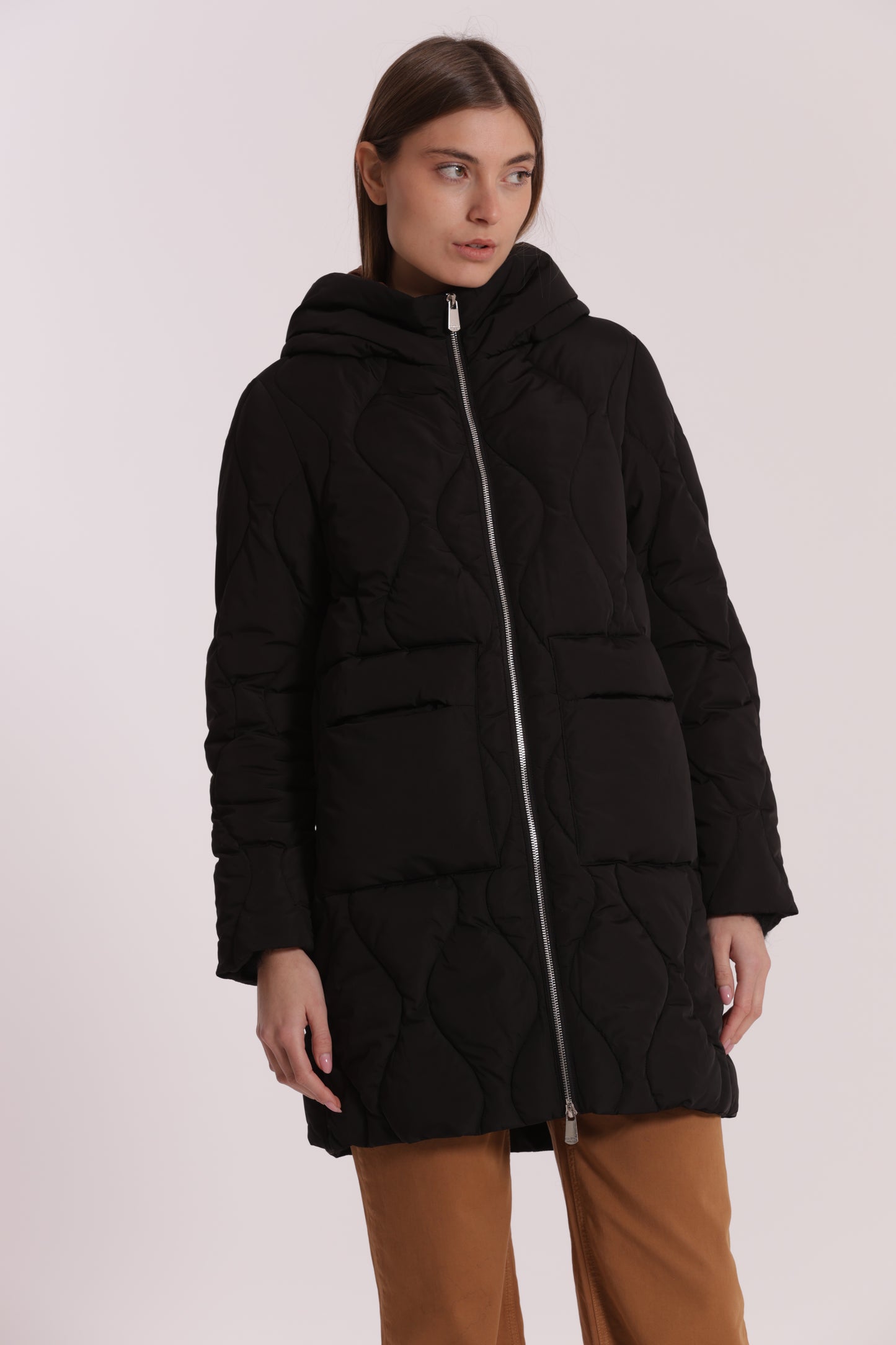 PIUMINO LUNGO CON TRAMA A ROMBI