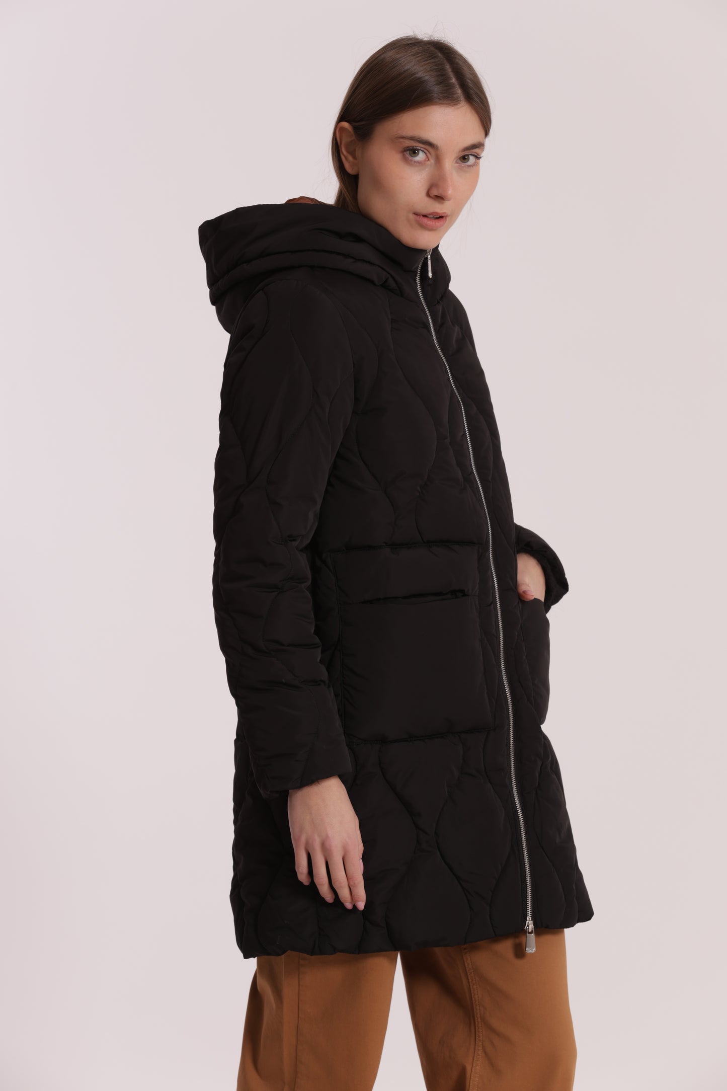 PIUMINO LUNGO CON TRAMA A ROMBI