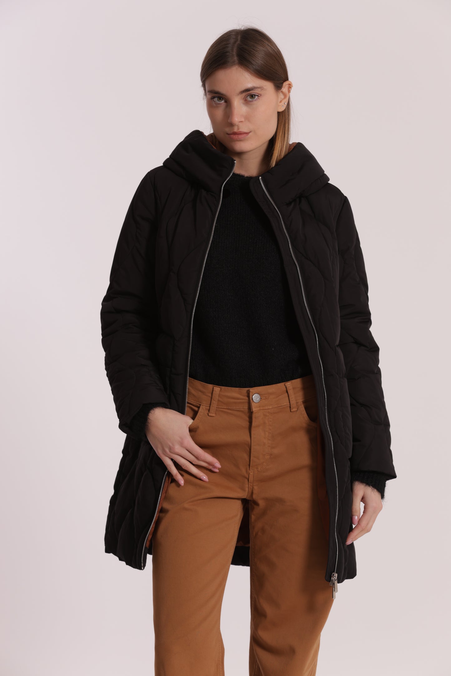 PIUMINO LUNGO CON TRAMA A ROMBI