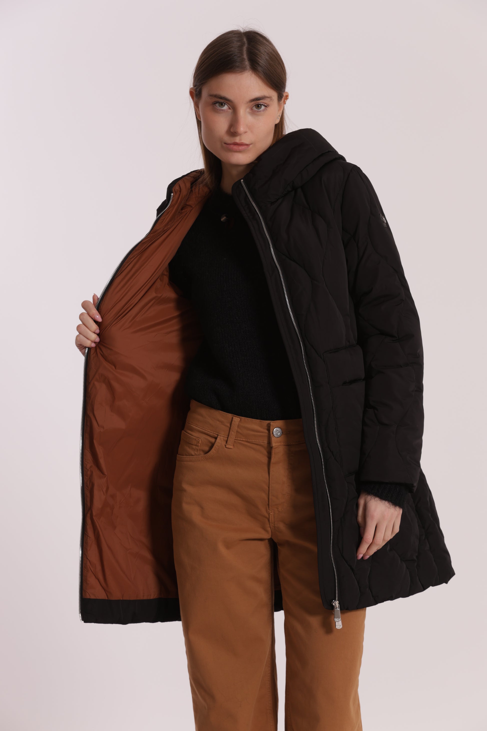 PIUMINO LUNGO CON TRAMA A ROMBI