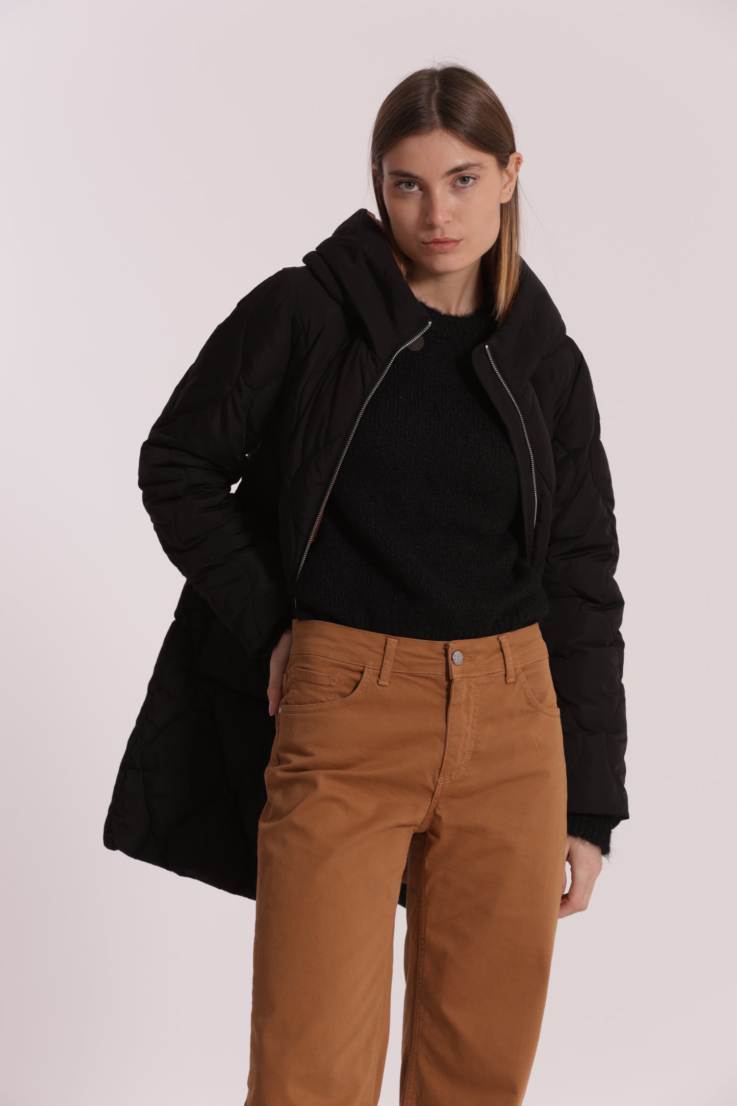 PIUMINO LUNGO CON TRAMA A ROMBI