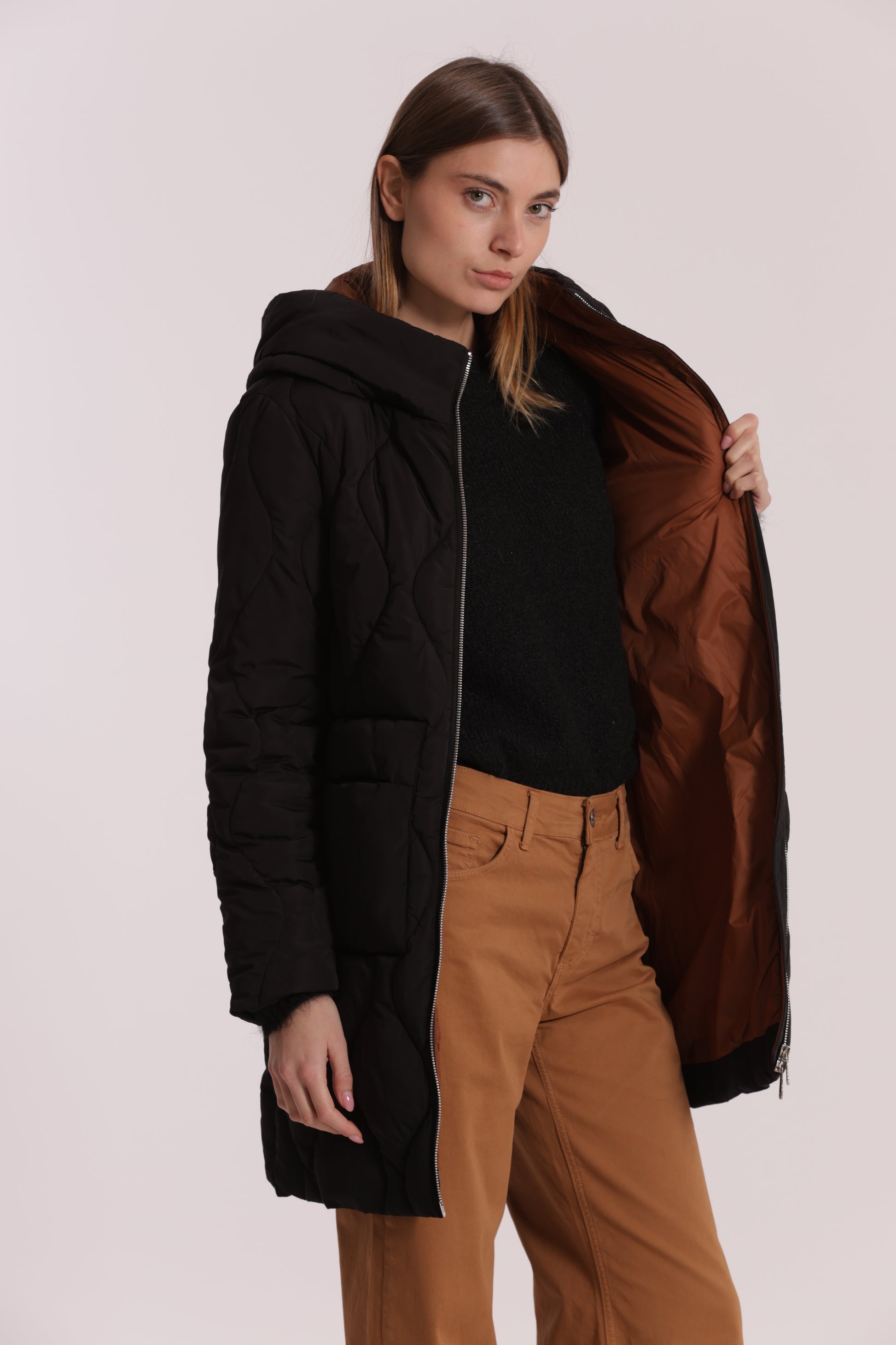 PIUMINO LUNGO CON TRAMA A ROMBI