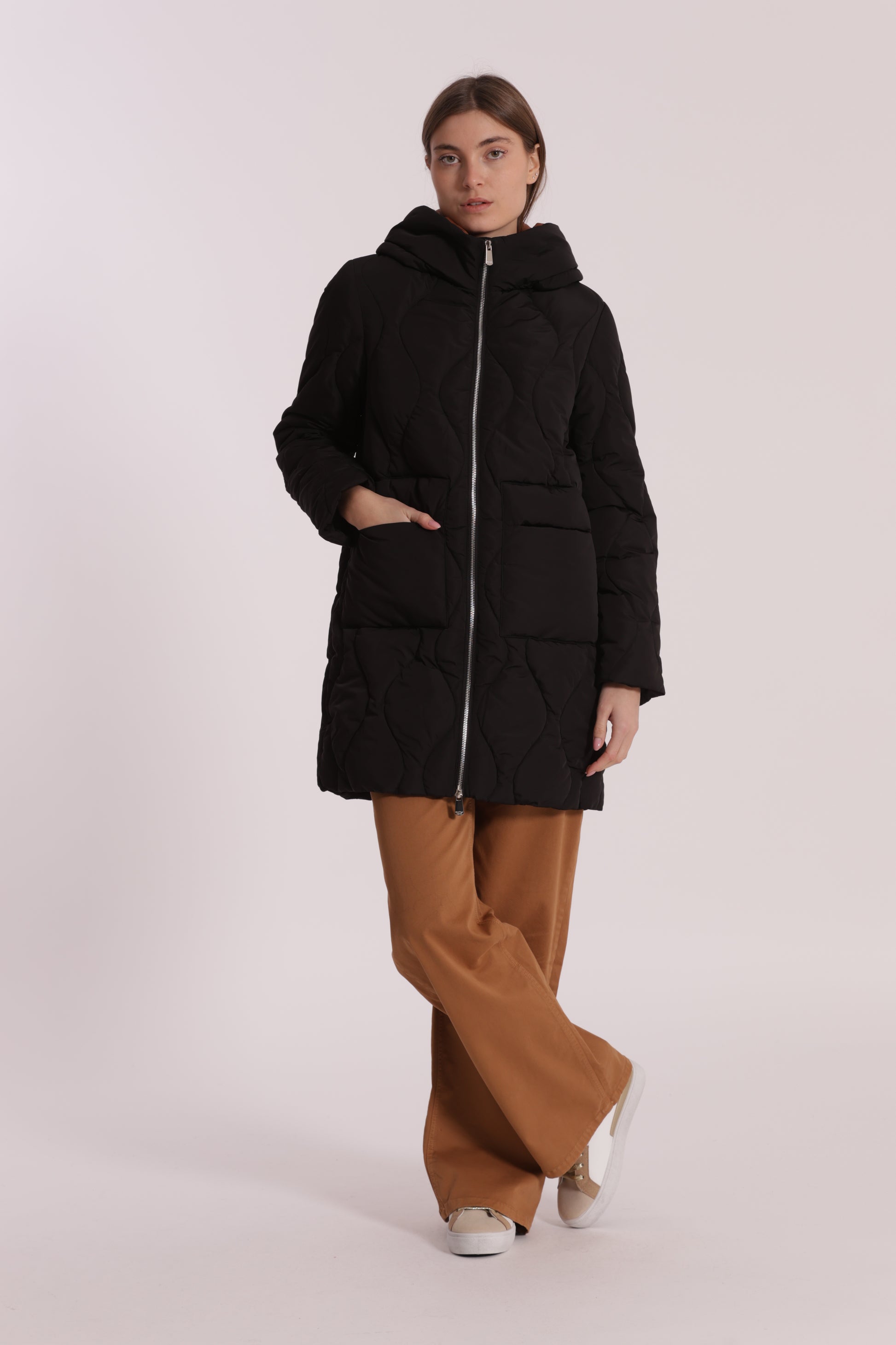 PIUMINO LUNGO CON TRAMA A ROMBI