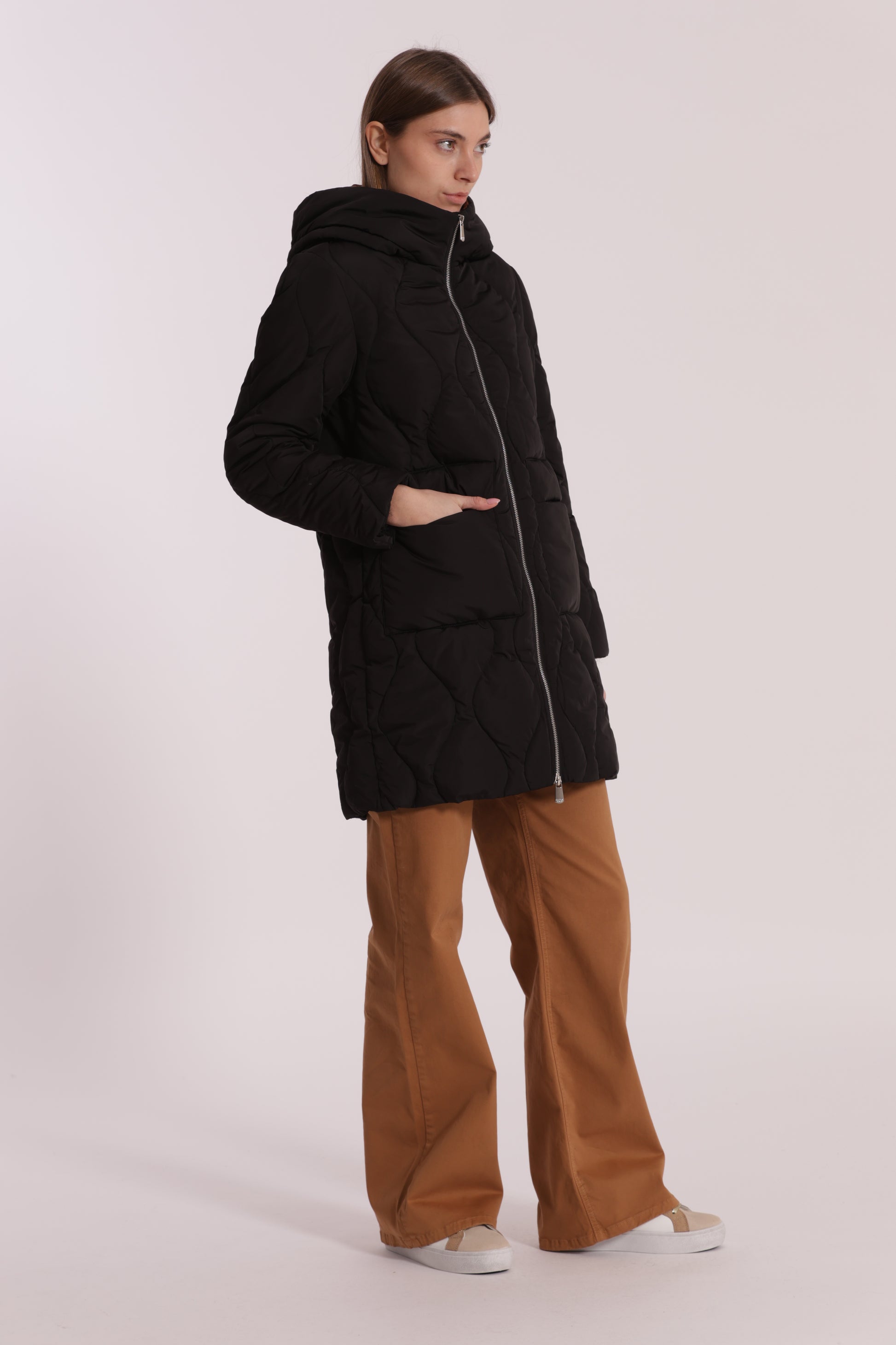 PIUMINO LUNGO CON TRAMA A ROMBI