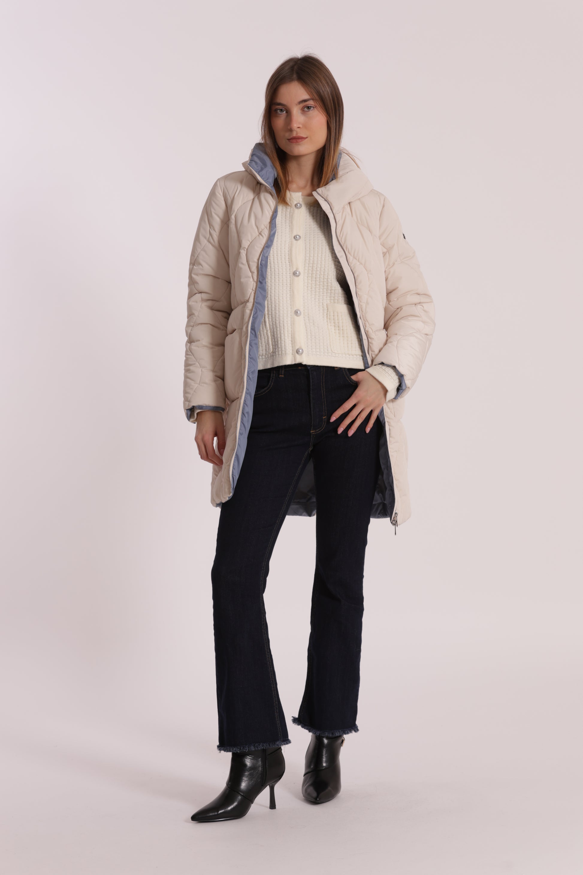 PIUMINO LUNGO CON TRAMA A ROMBI