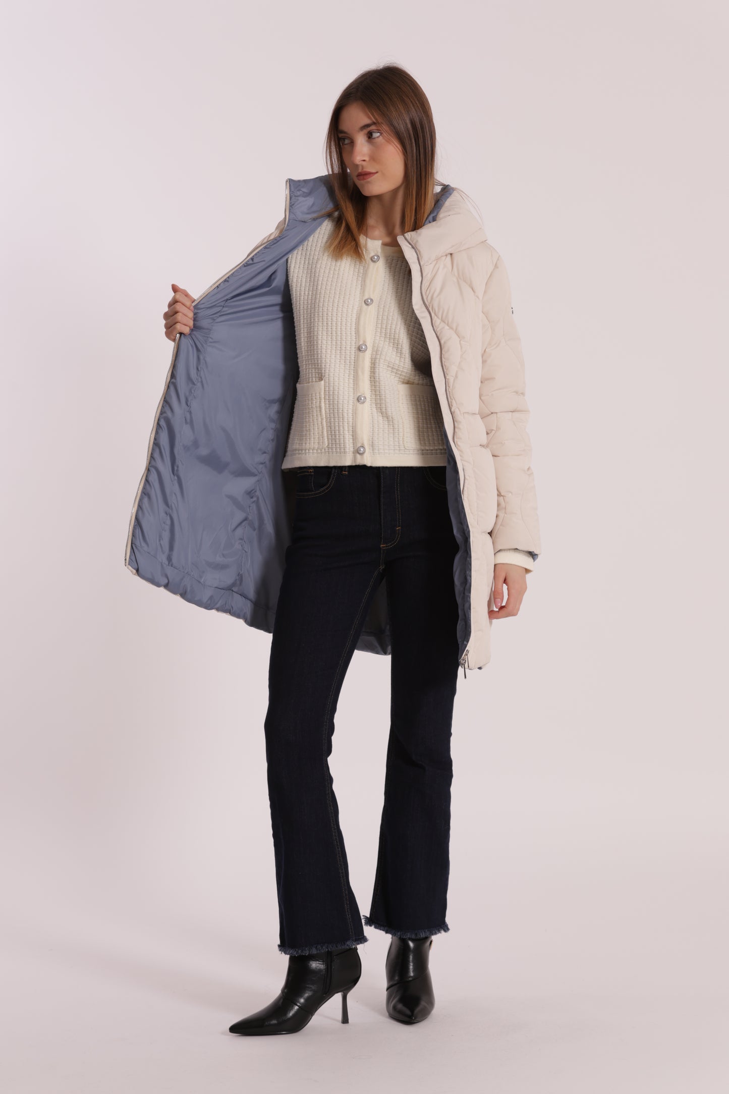 PIUMINO LUNGO CON TRAMA A ROMBI