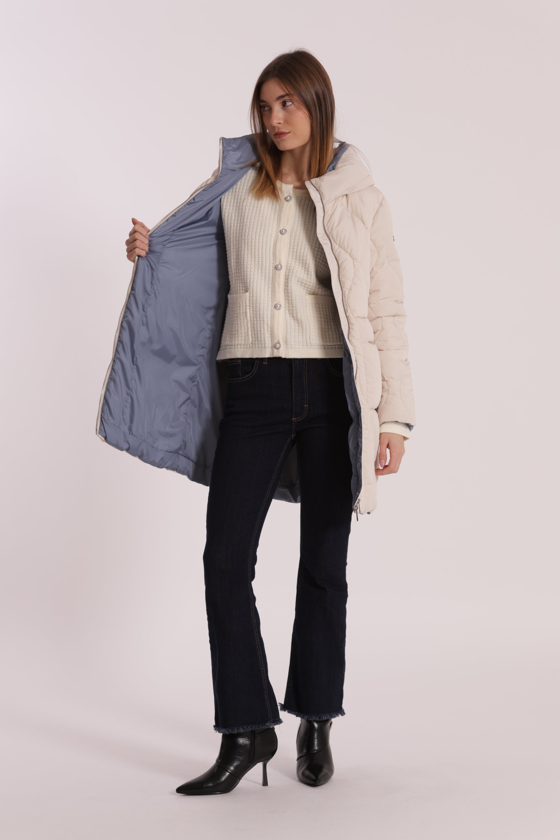 PIUMINO LUNGO CON TRAMA A ROMBI