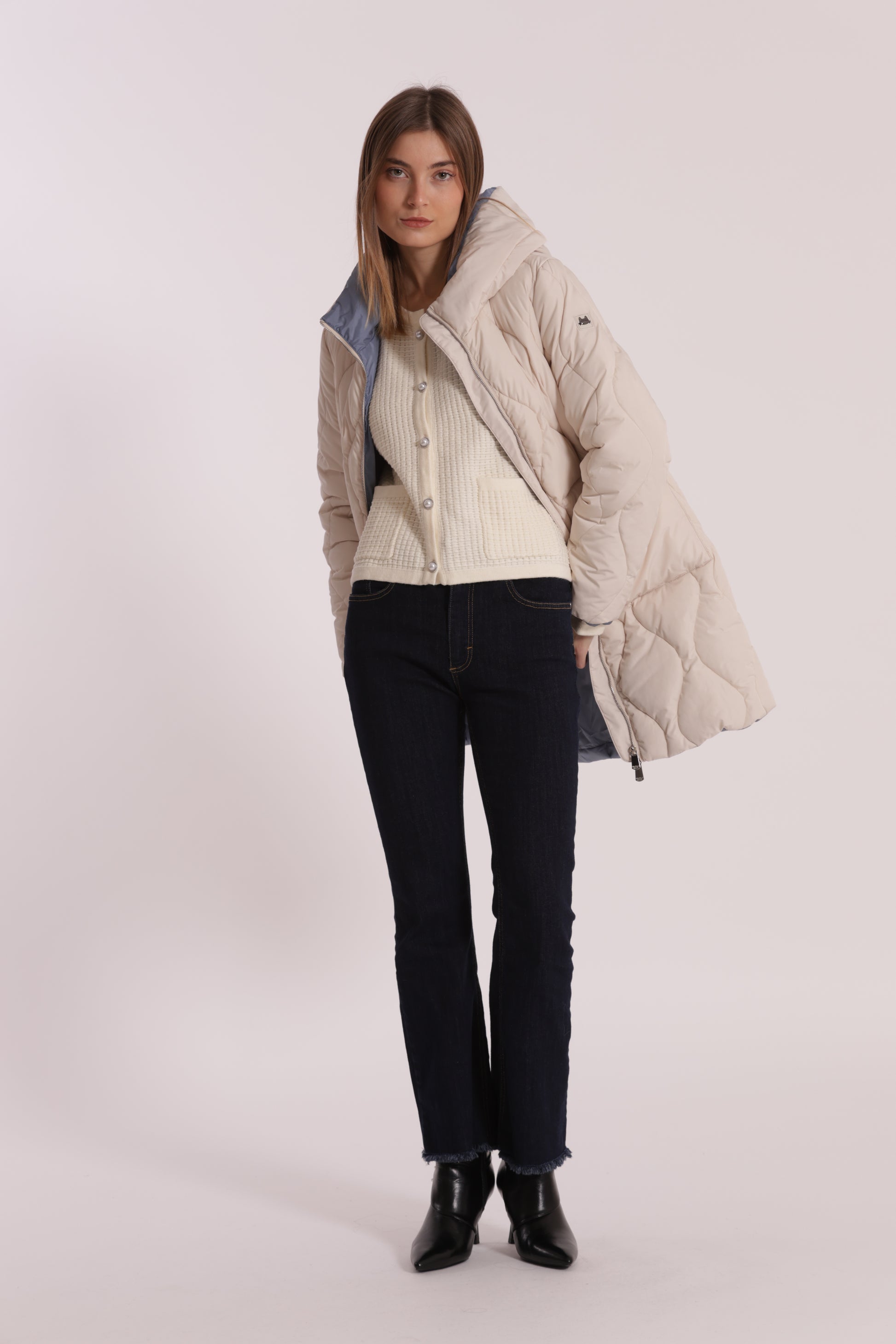 PIUMINO LUNGO CON TRAMA A ROMBI