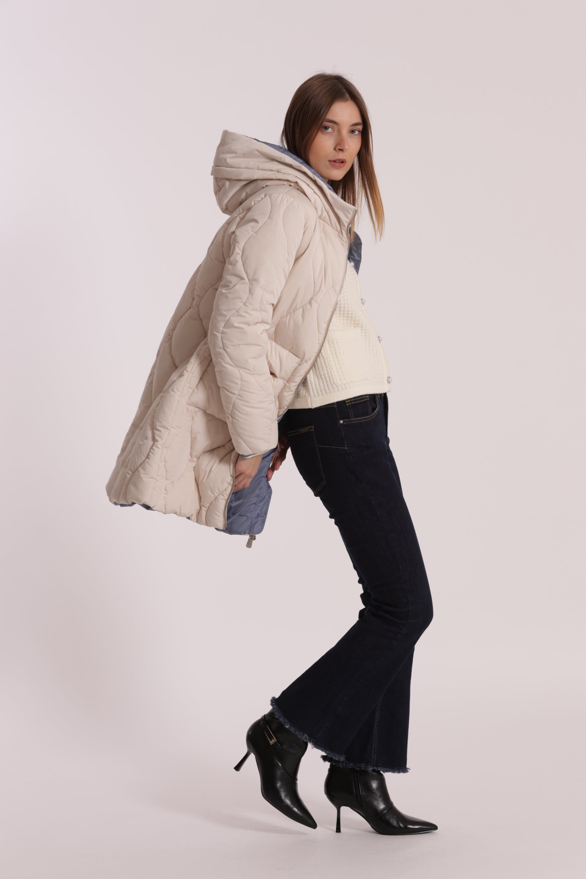 PIUMINO LUNGO CON TRAMA A ROMBI