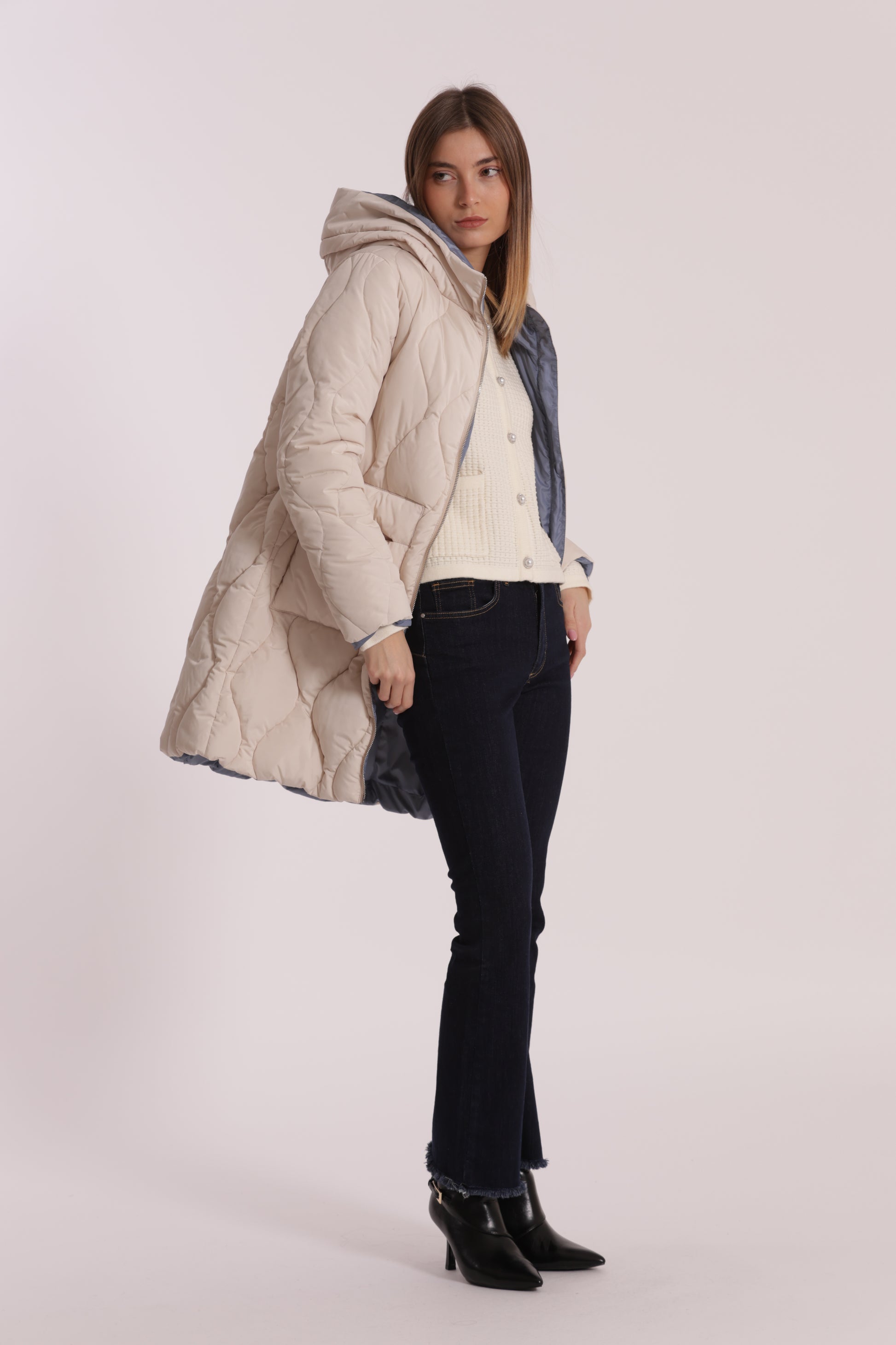 PIUMINO LUNGO CON TRAMA A ROMBI