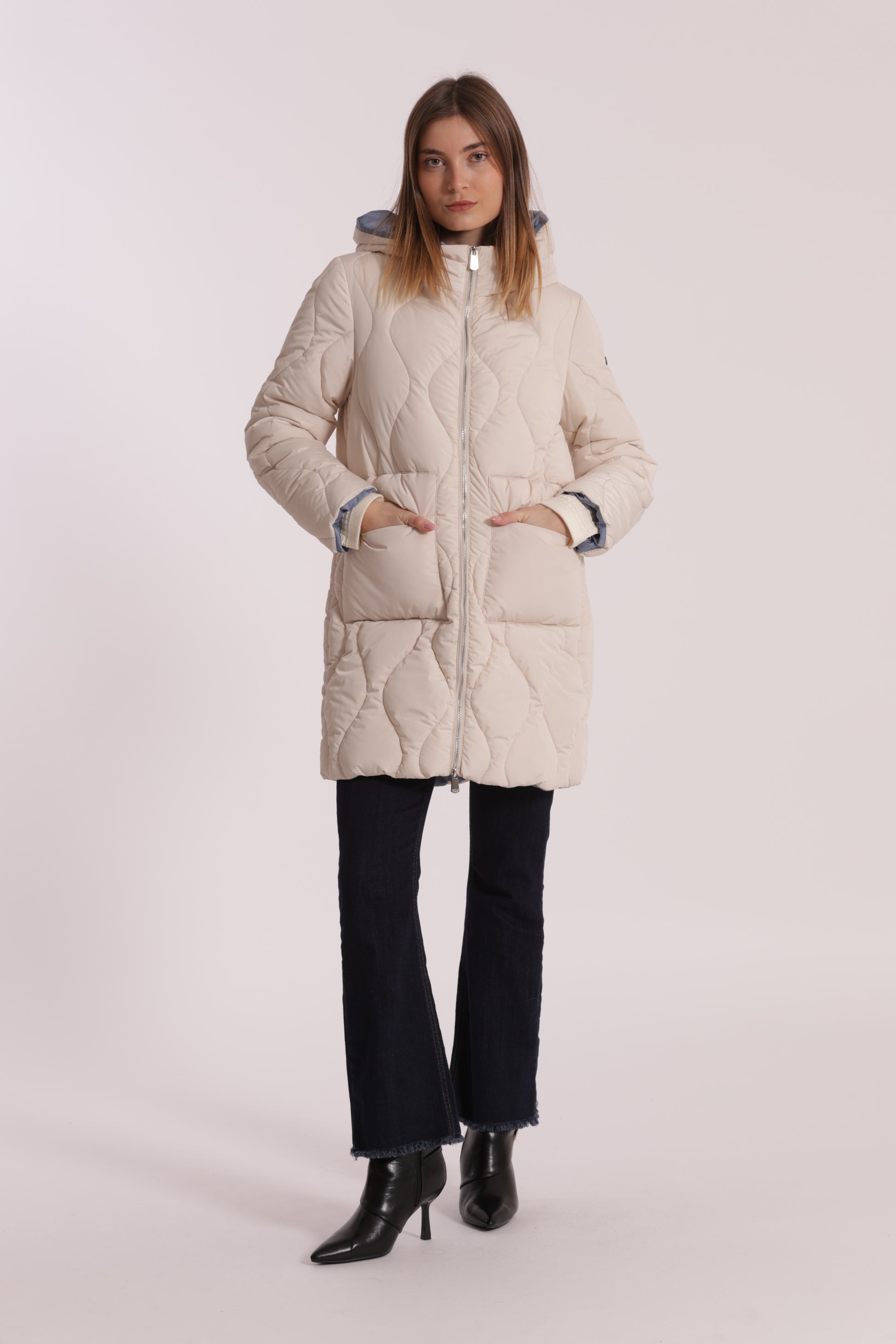 PIUMINO LUNGO CON TRAMA A ROMBI