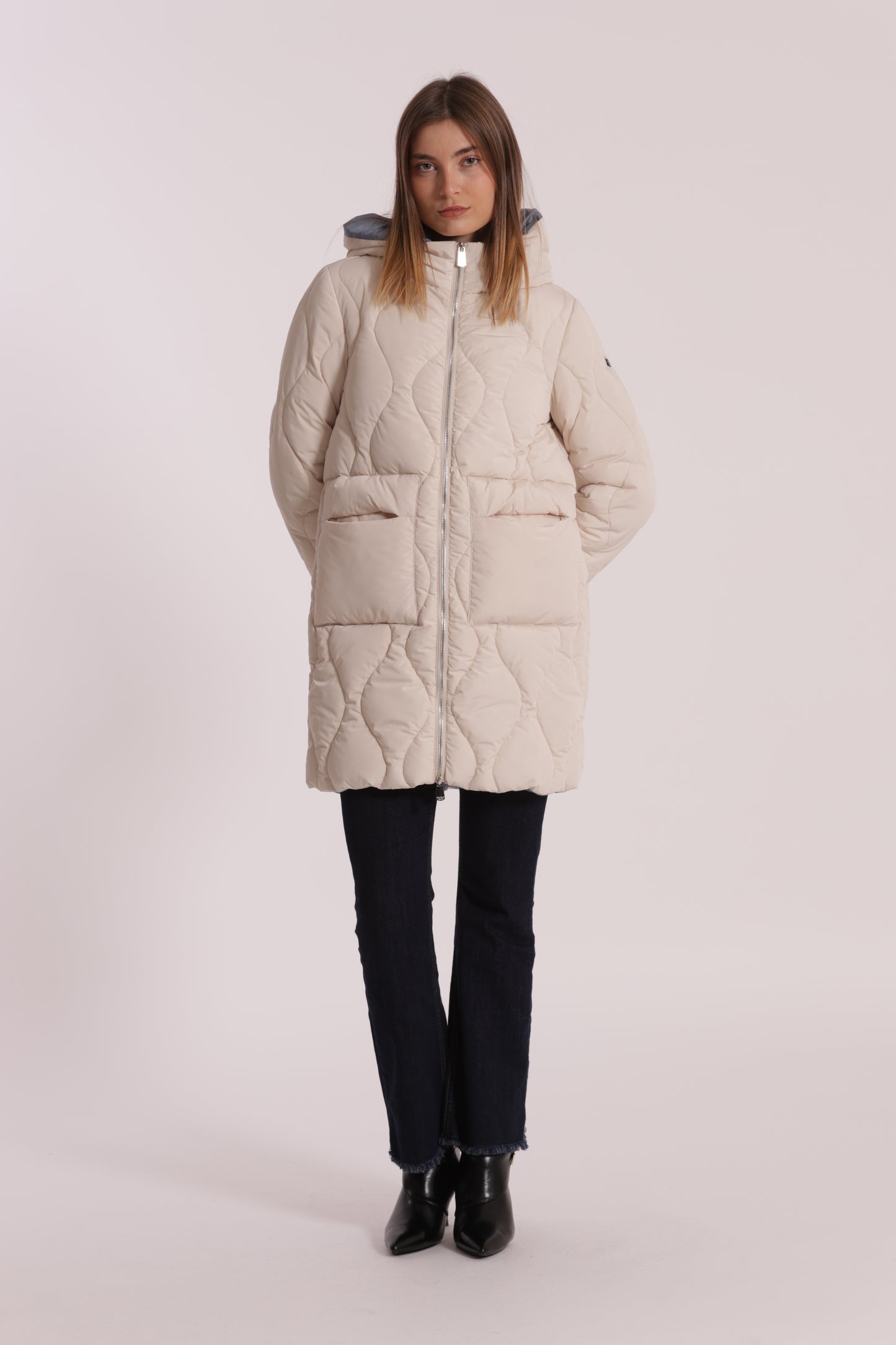 PIUMINO LUNGO CON TRAMA A ROMBI