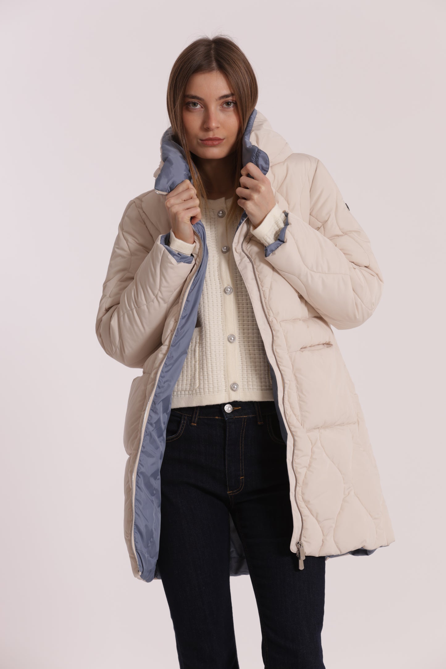 PIUMINO LUNGO CON TRAMA A ROMBI