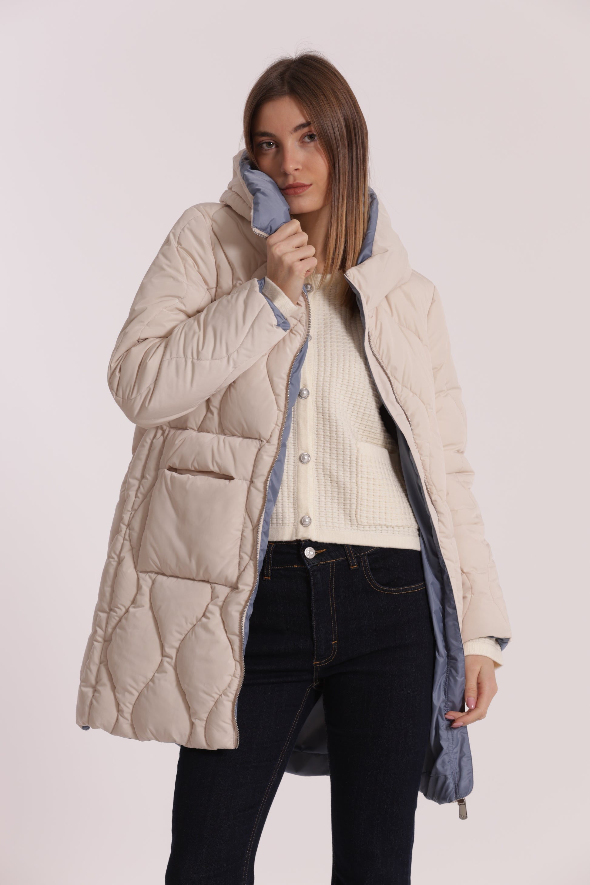 PIUMINO LUNGO CON TRAMA A ROMBI