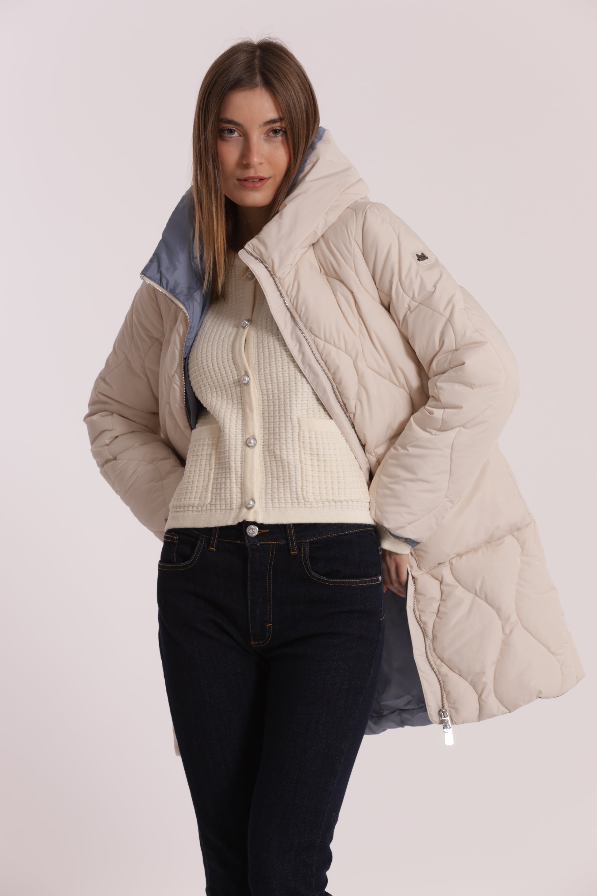 PIUMINO LUNGO CON TRAMA A ROMBI