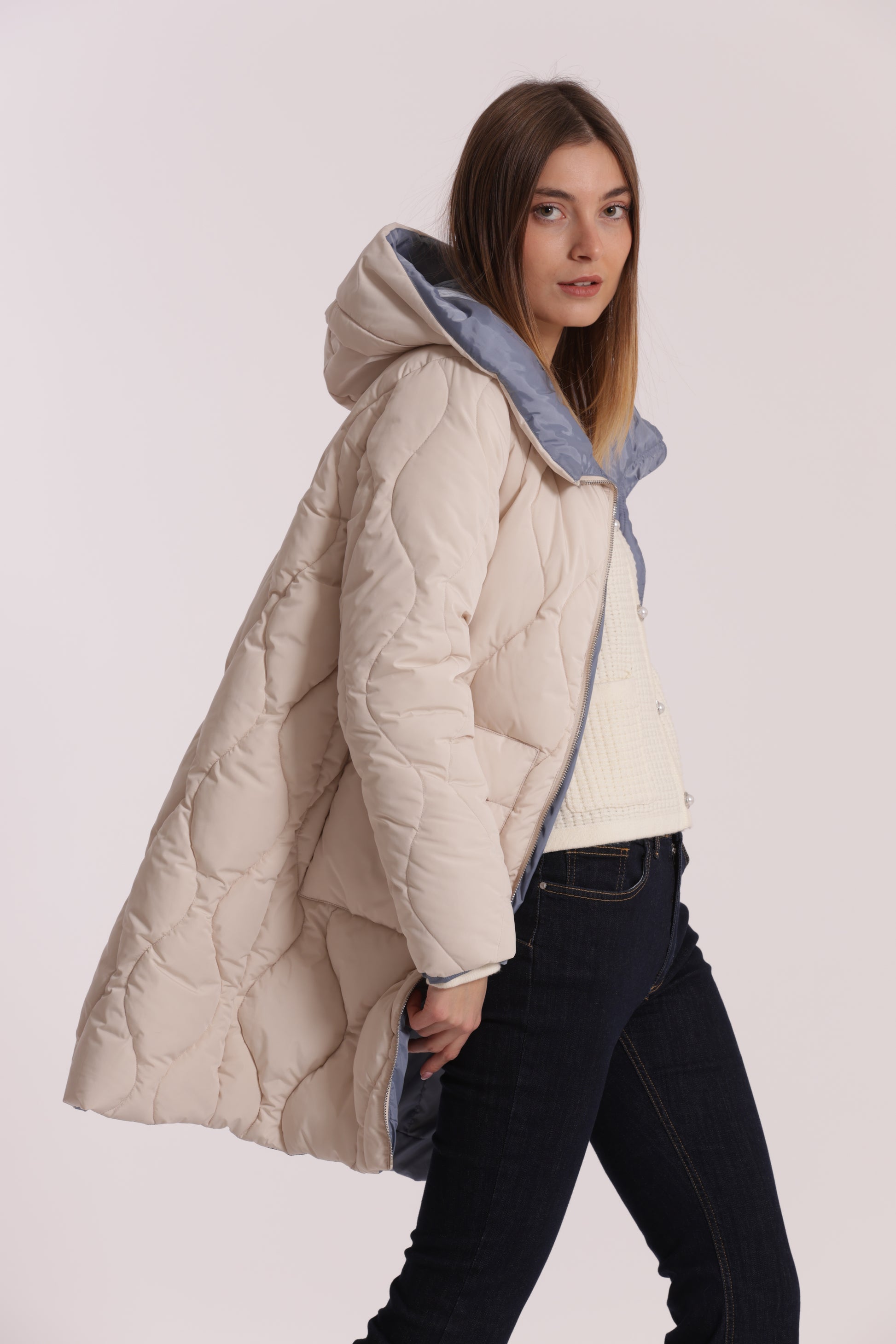 PIUMINO LUNGO CON TRAMA A ROMBI