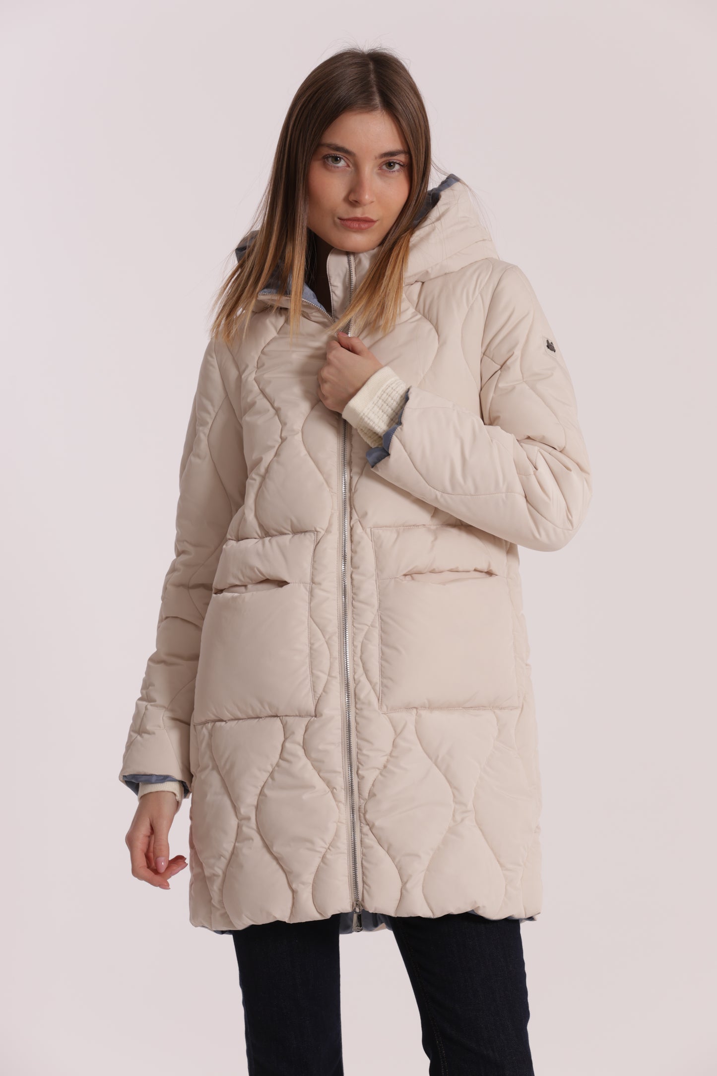 PIUMINO LUNGO CON TRAMA A ROMBI