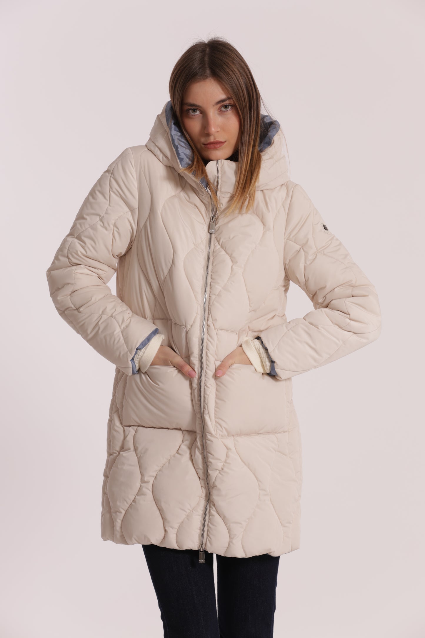 PIUMINO LUNGO CON TRAMA A ROMBI