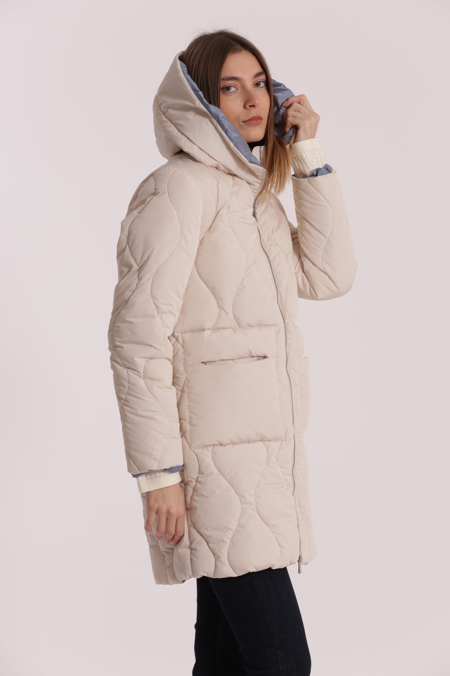 PIUMINO LUNGO CON TRAMA A ROMBI