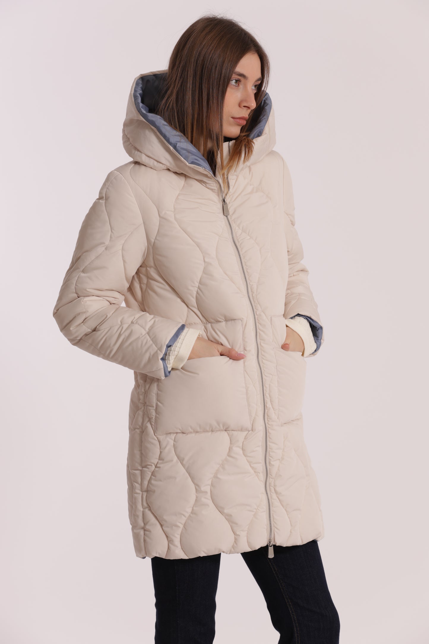 PIUMINO LUNGO CON TRAMA A ROMBI