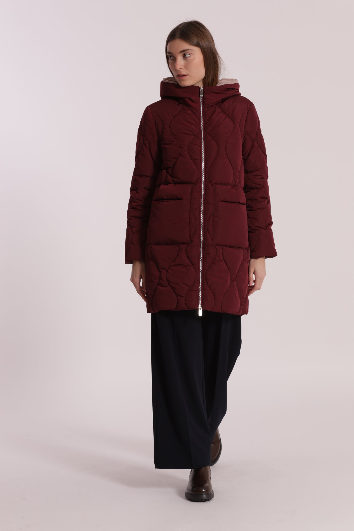 PIUMINO LUNGO CON TRAMA A ROMBI