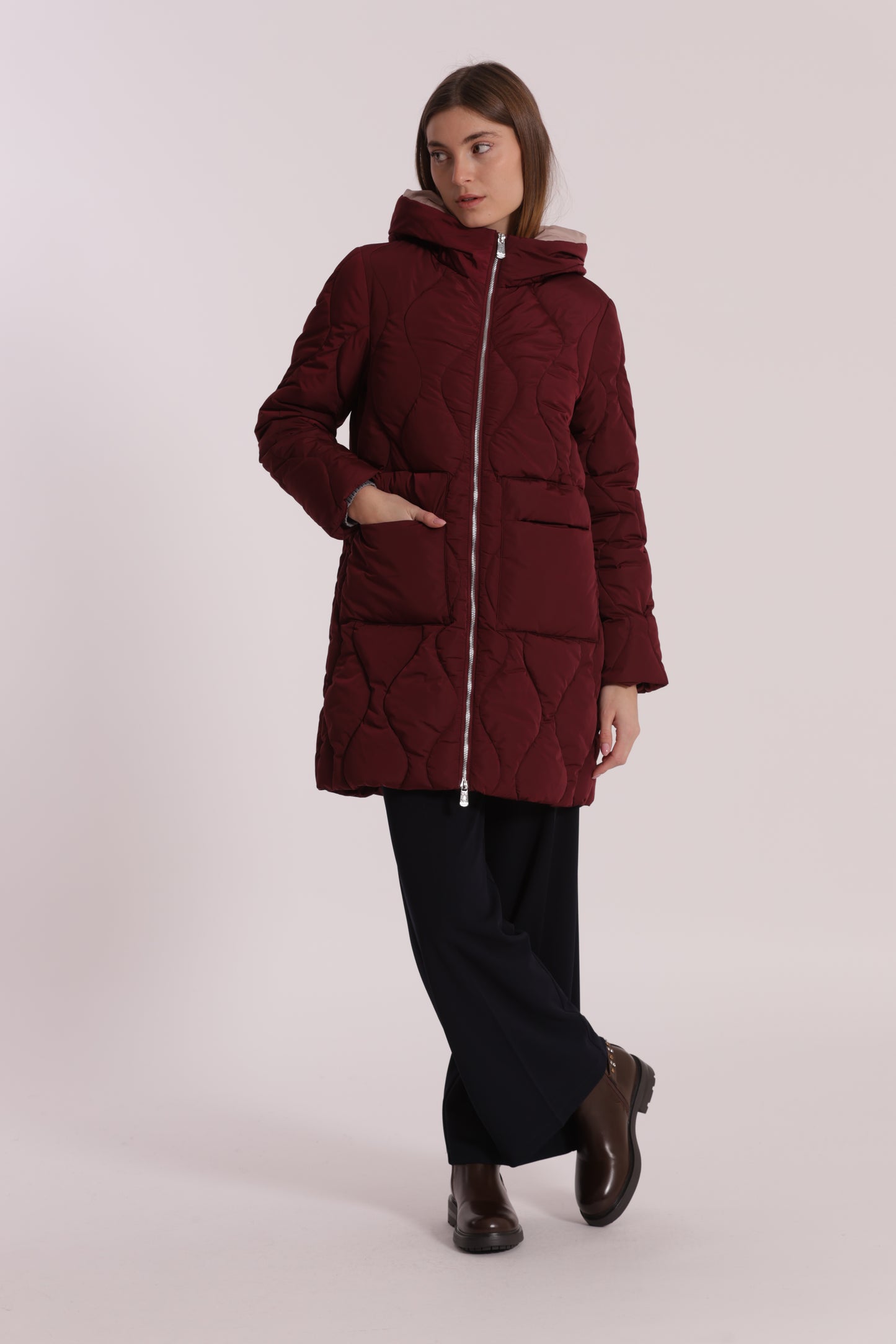 PIUMINO LUNGO CON TRAMA A ROMBI