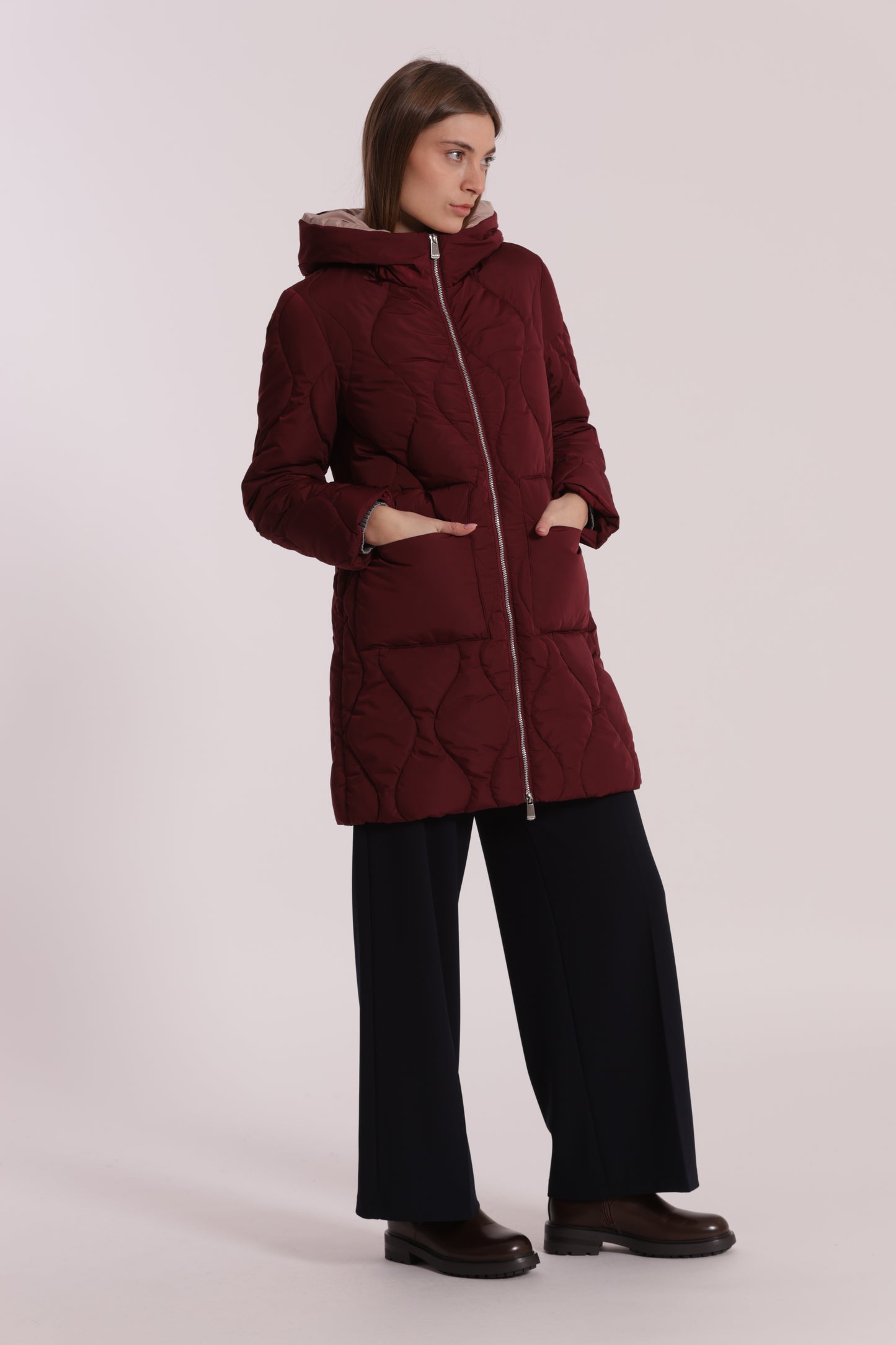 PIUMINO LUNGO CON TRAMA A ROMBI