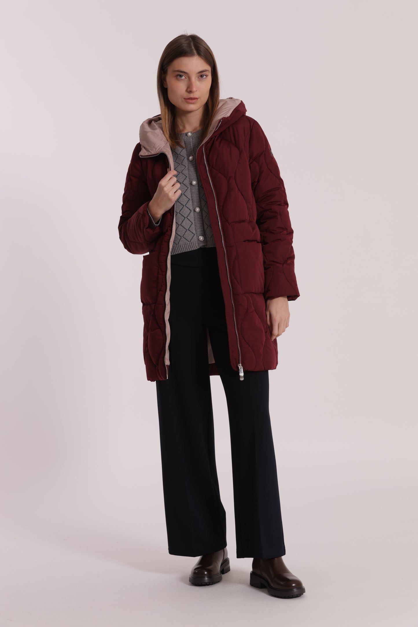 PIUMINO LUNGO CON TRAMA A ROMBI