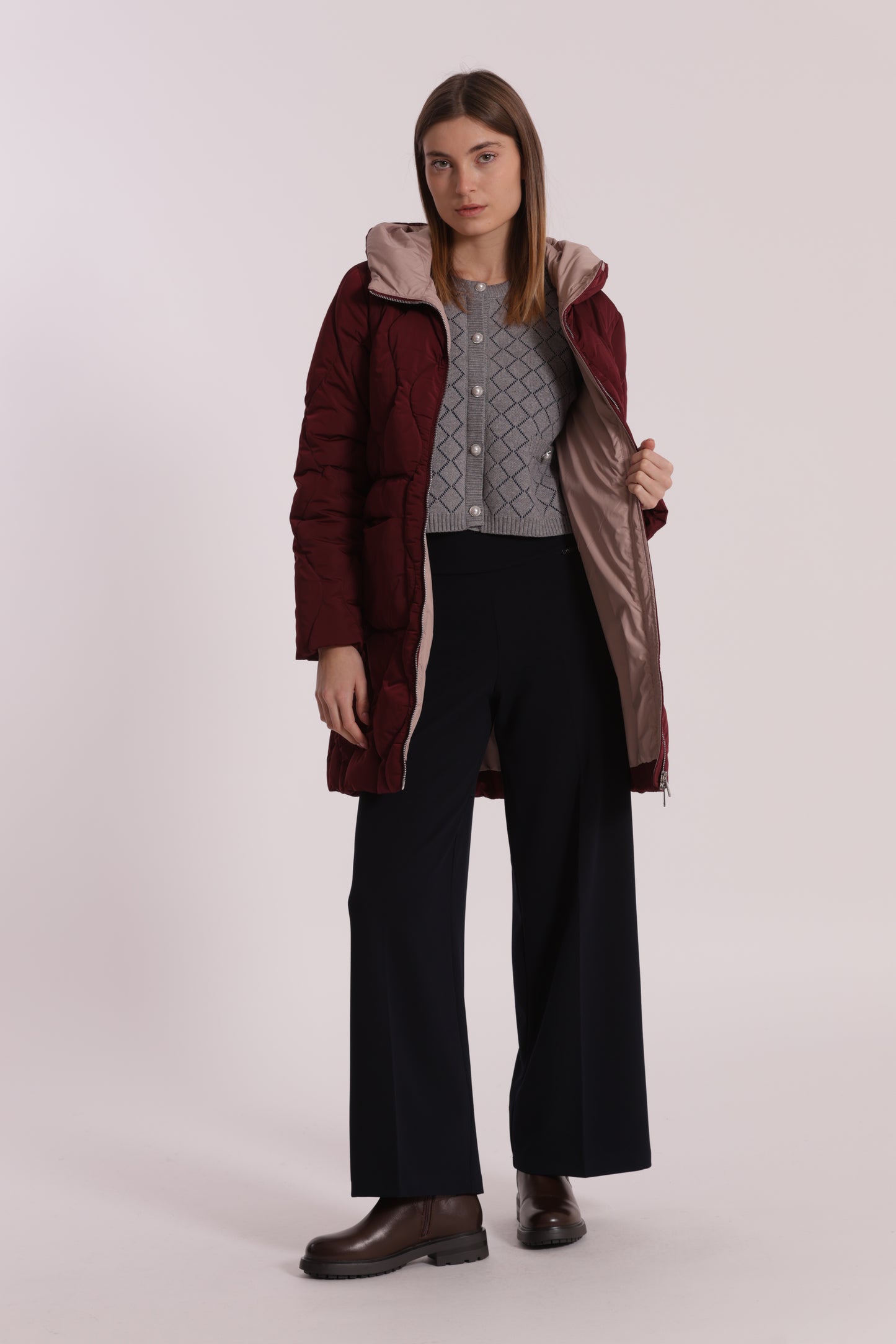 PIUMINO LUNGO CON TRAMA A ROMBI