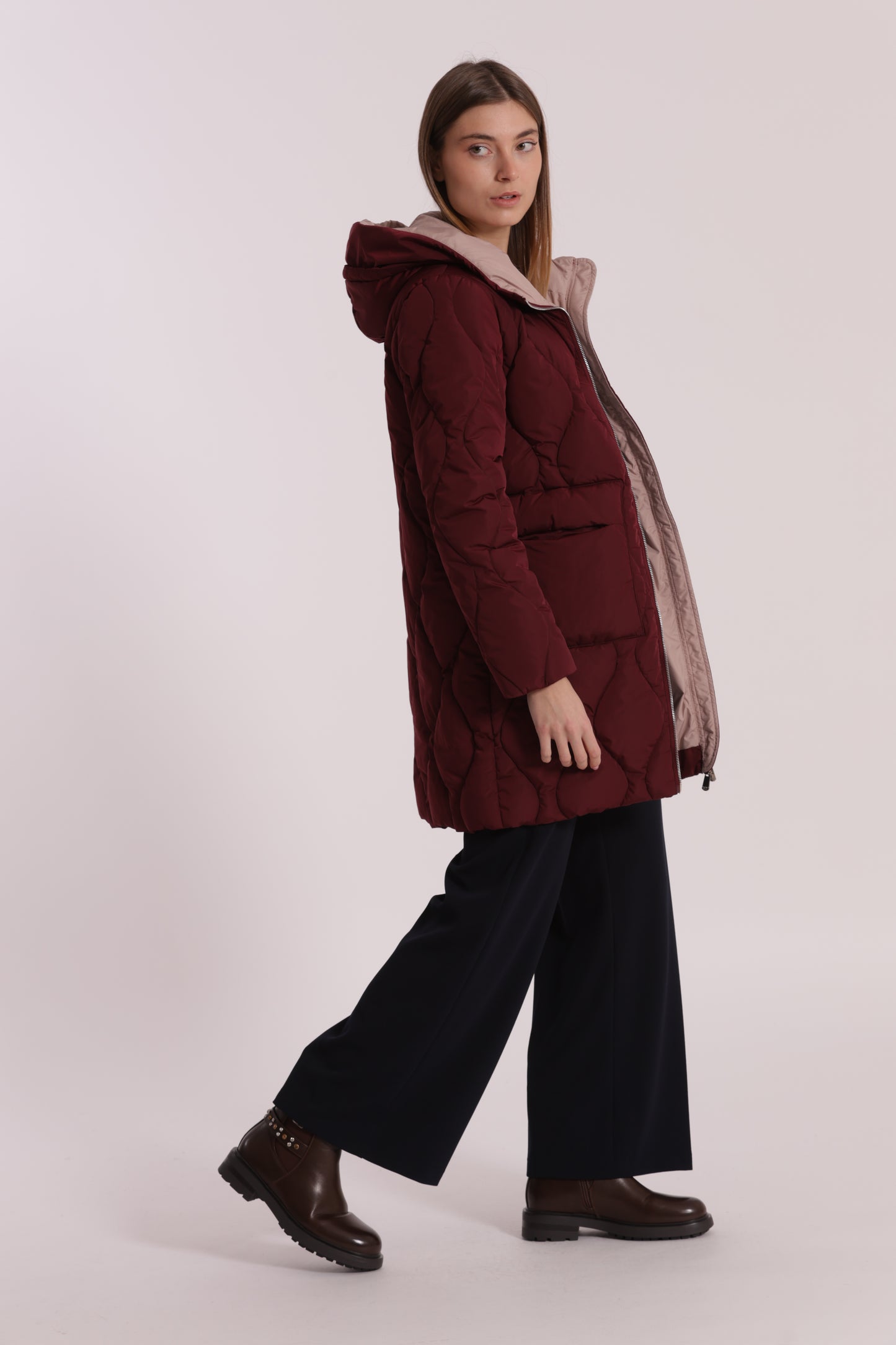 PIUMINO LUNGO CON TRAMA A ROMBI