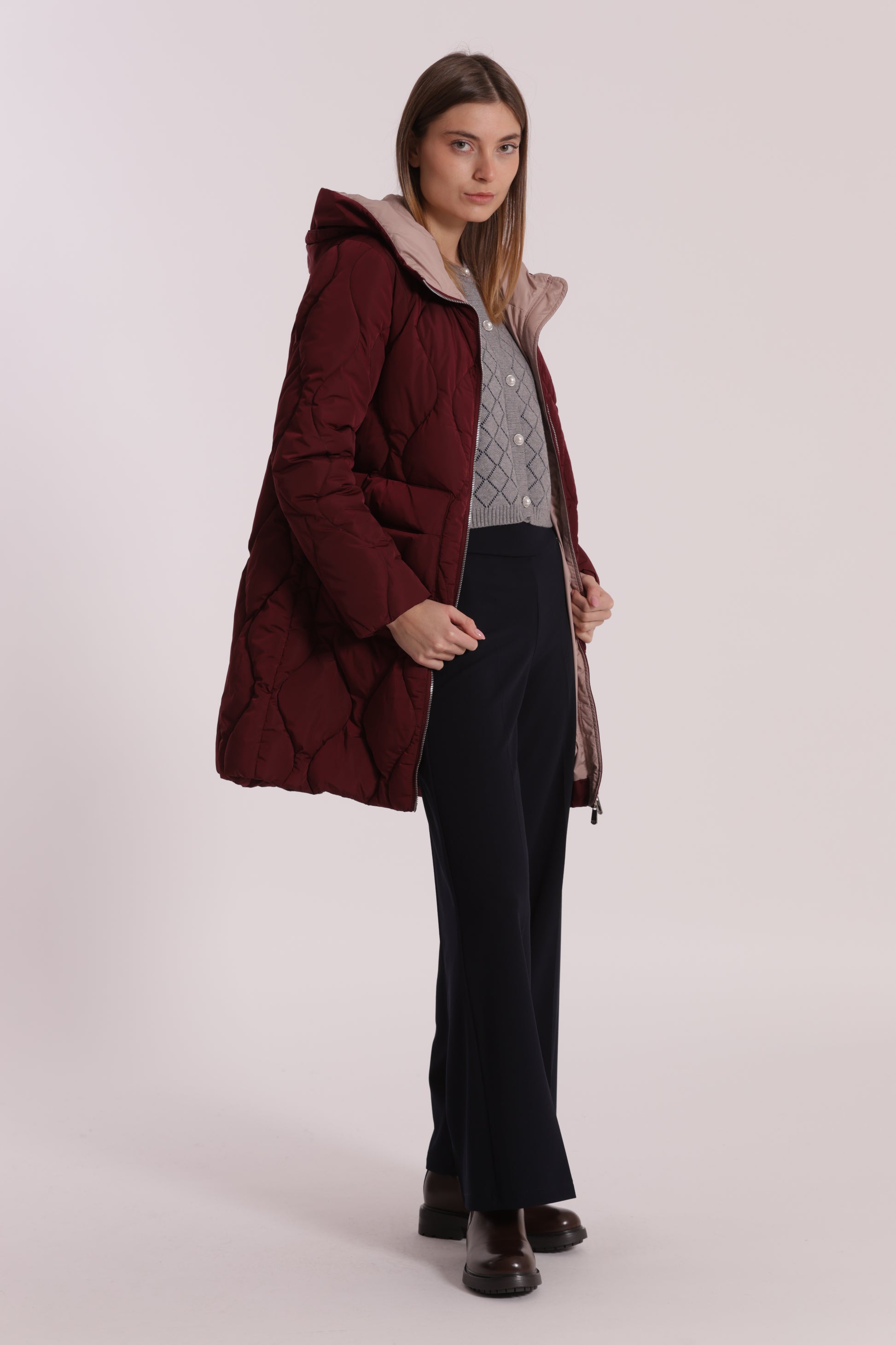 PIUMINO LUNGO CON TRAMA A ROMBI