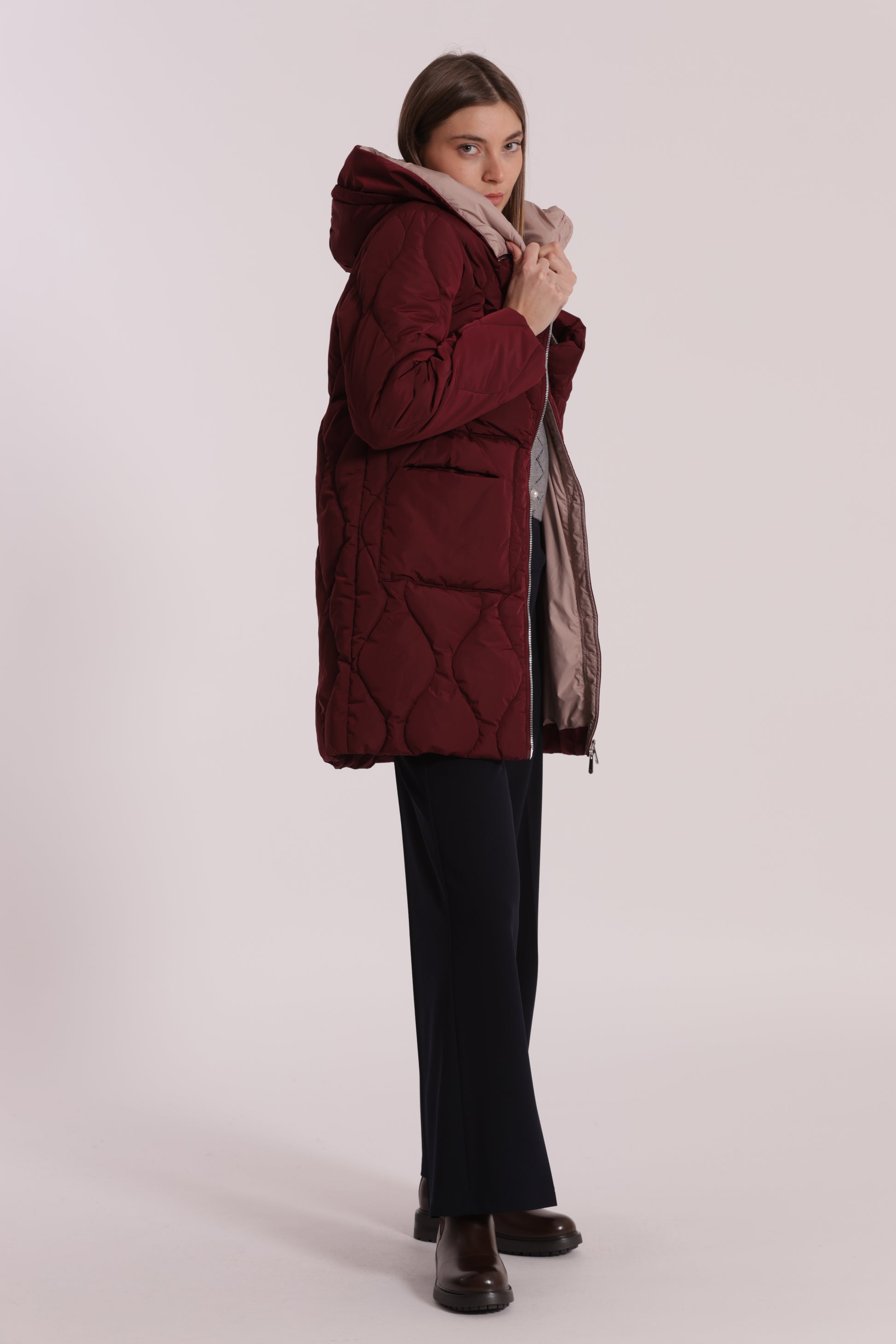 PIUMINO LUNGO CON TRAMA A ROMBI