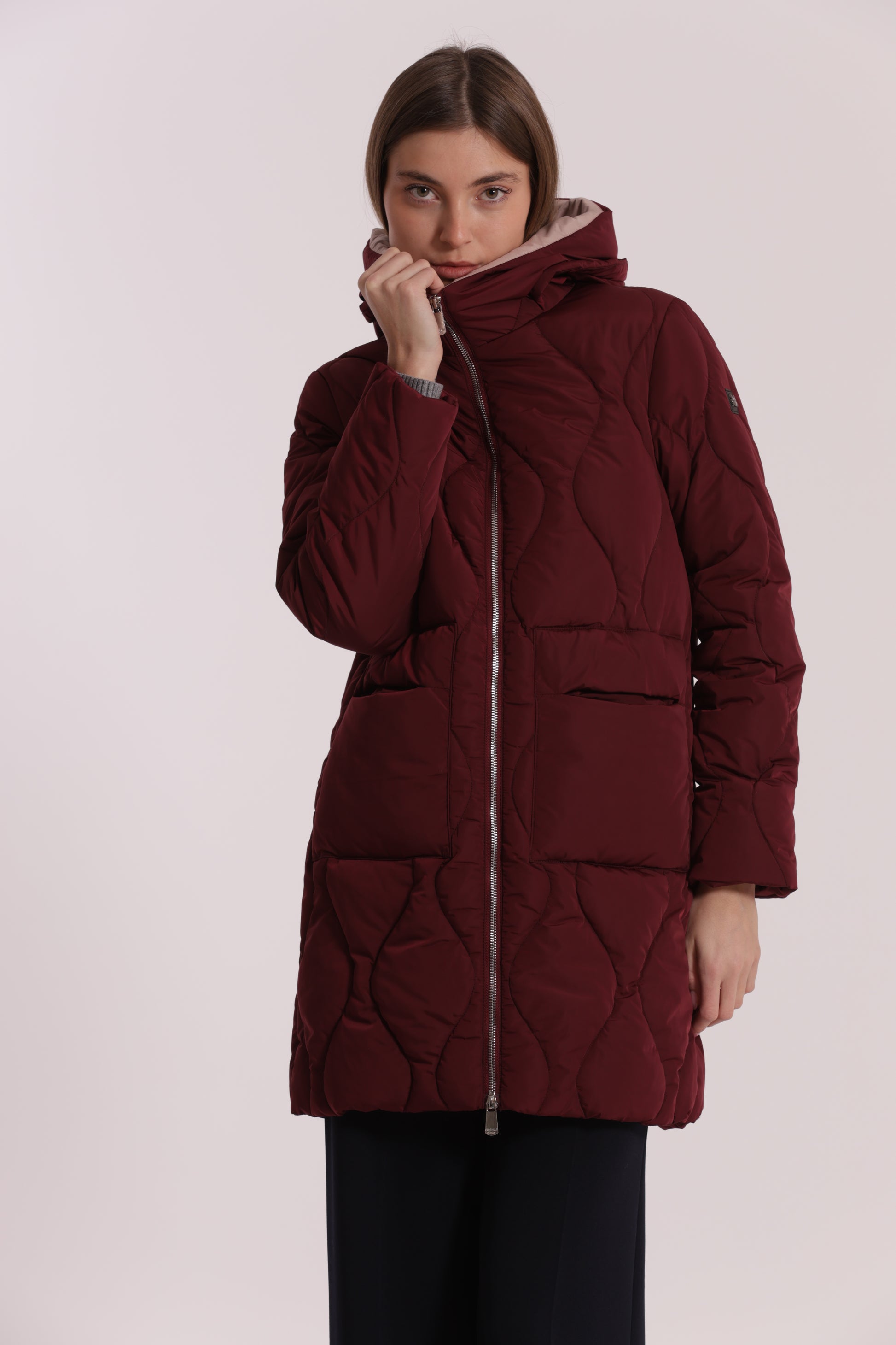 PIUMINO LUNGO CON TRAMA A ROMBI