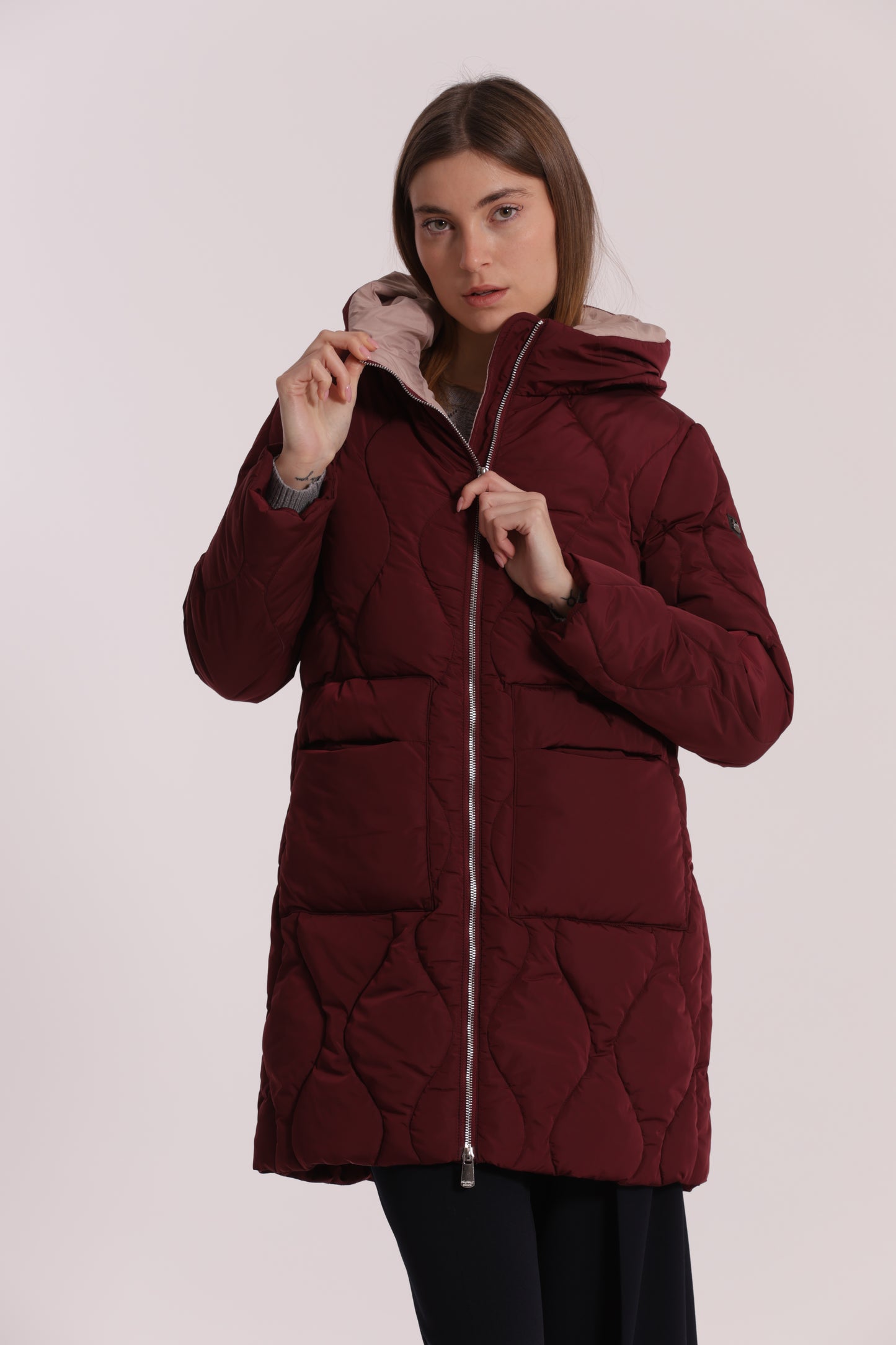 PIUMINO LUNGO CON TRAMA A ROMBI