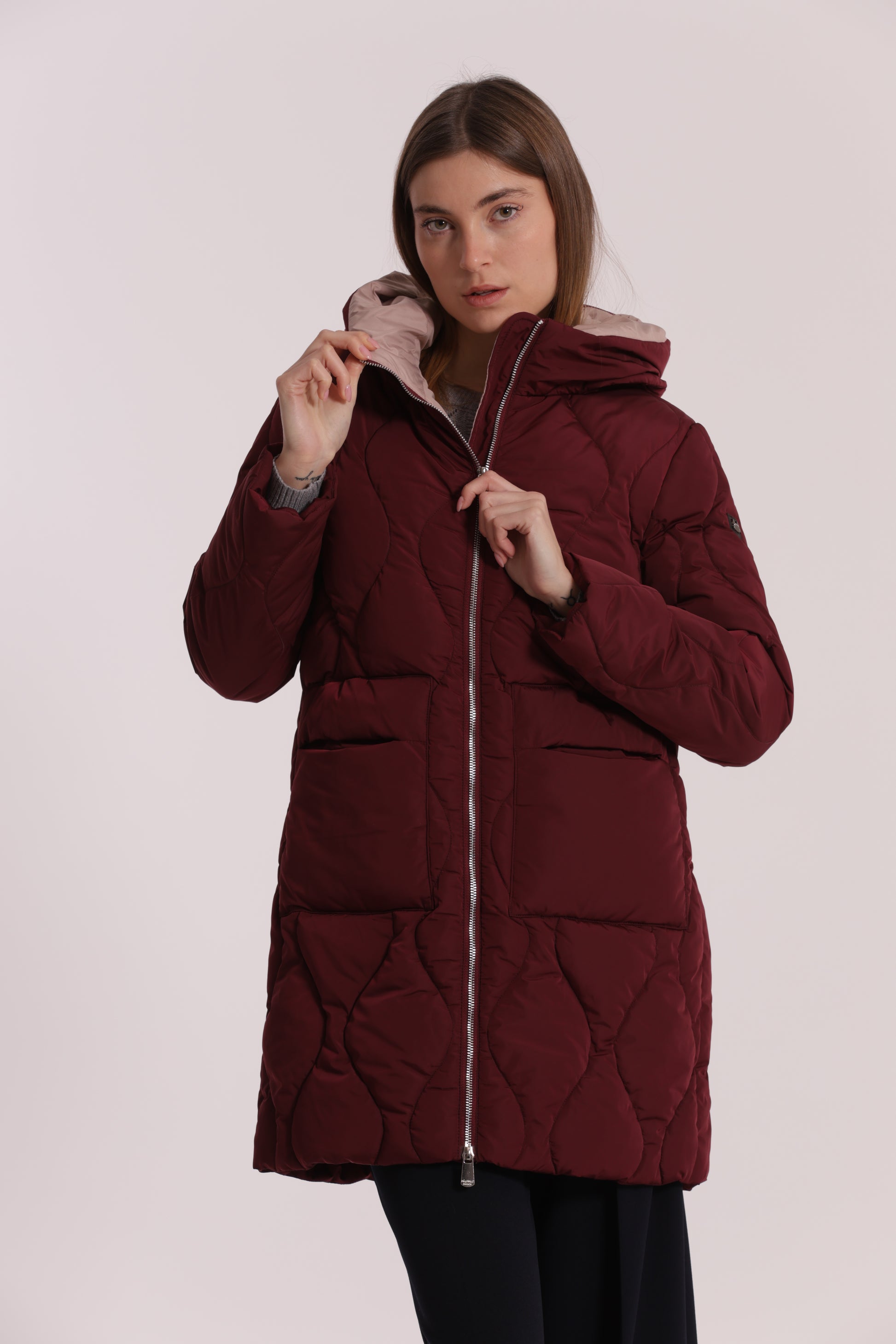 PIUMINO LUNGO CON TRAMA A ROMBI