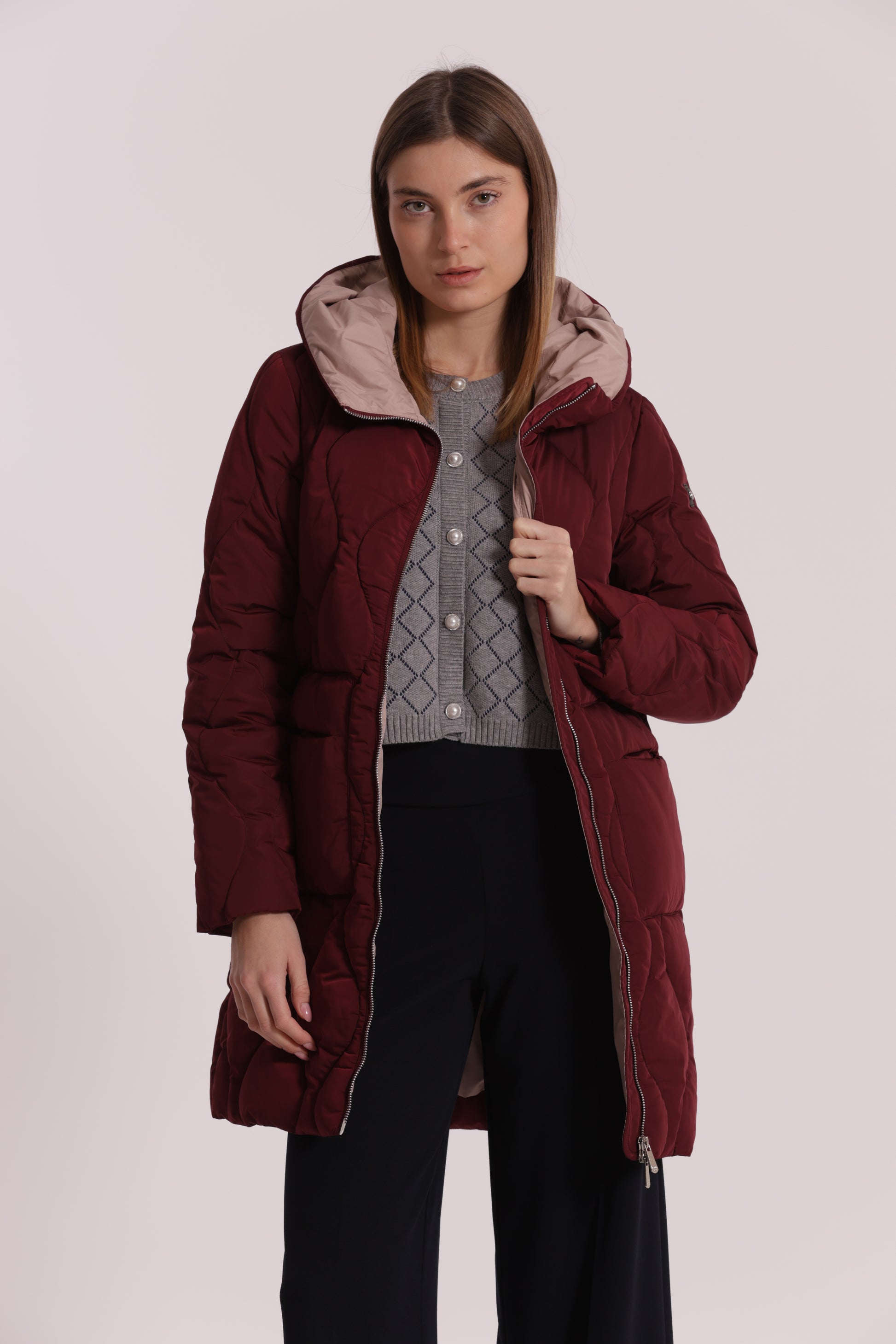 PIUMINO LUNGO CON TRAMA A ROMBI