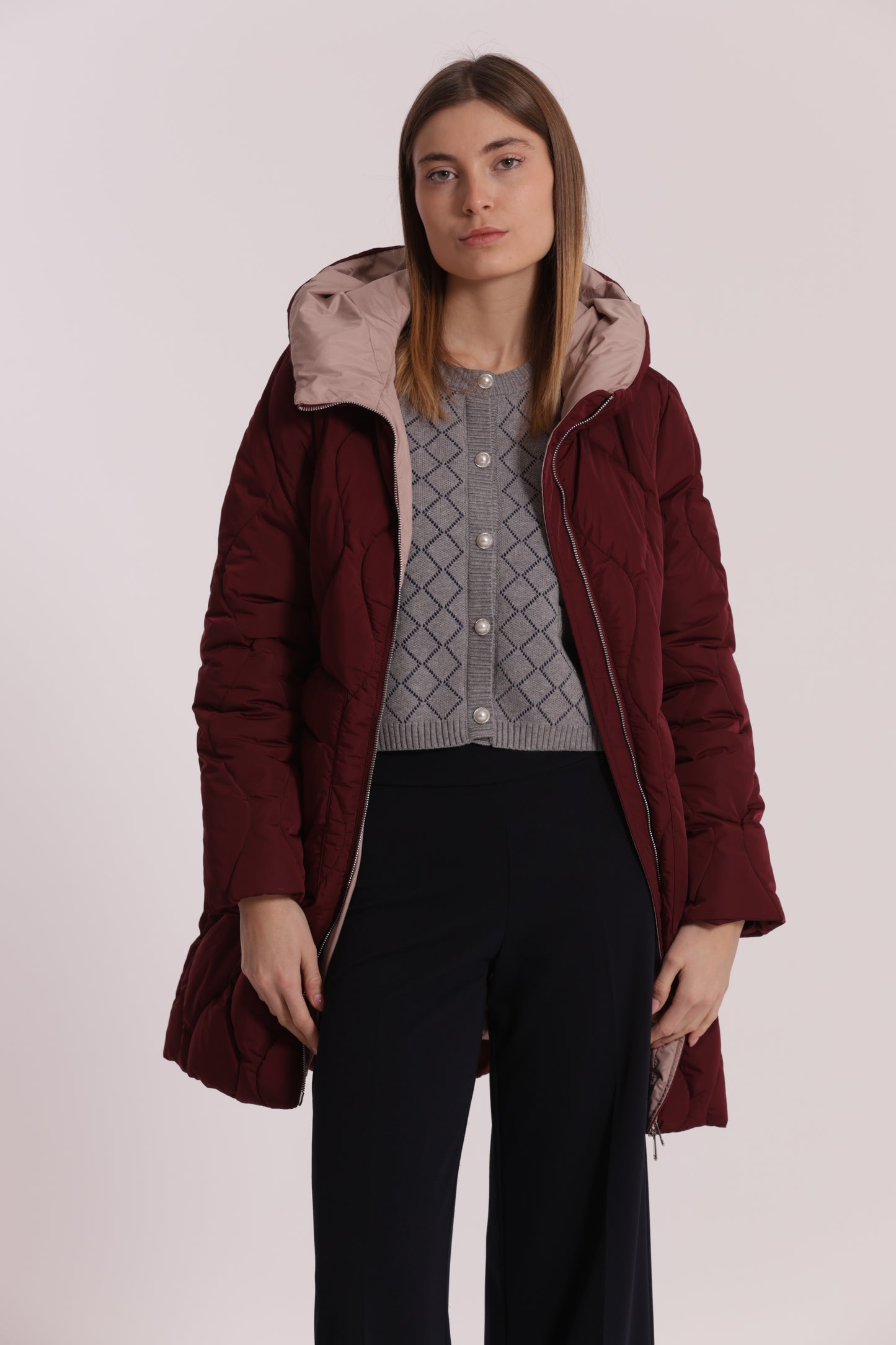 PIUMINO LUNGO CON TRAMA A ROMBI