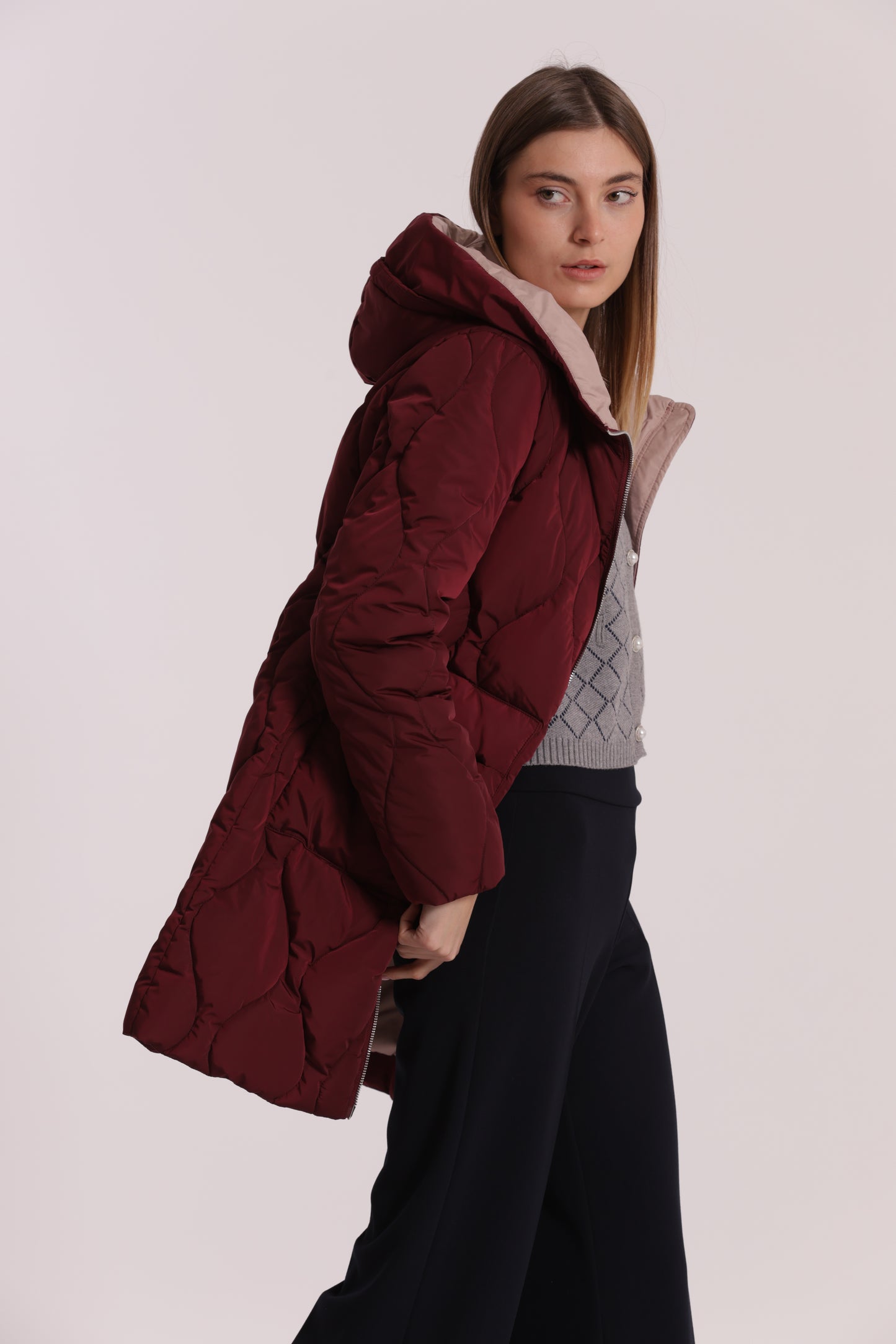 PIUMINO LUNGO CON TRAMA A ROMBI