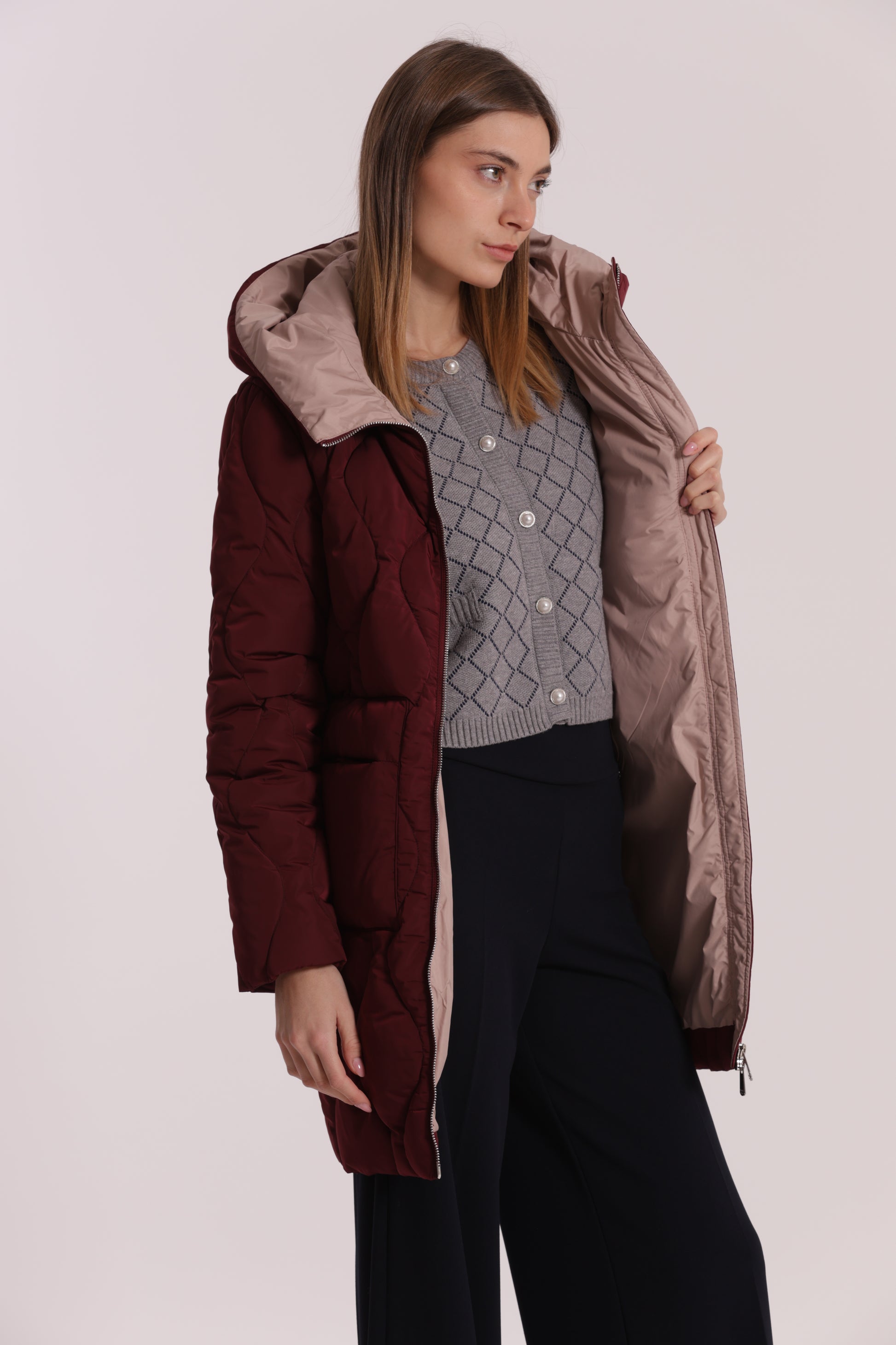 PIUMINO LUNGO CON TRAMA A ROMBI