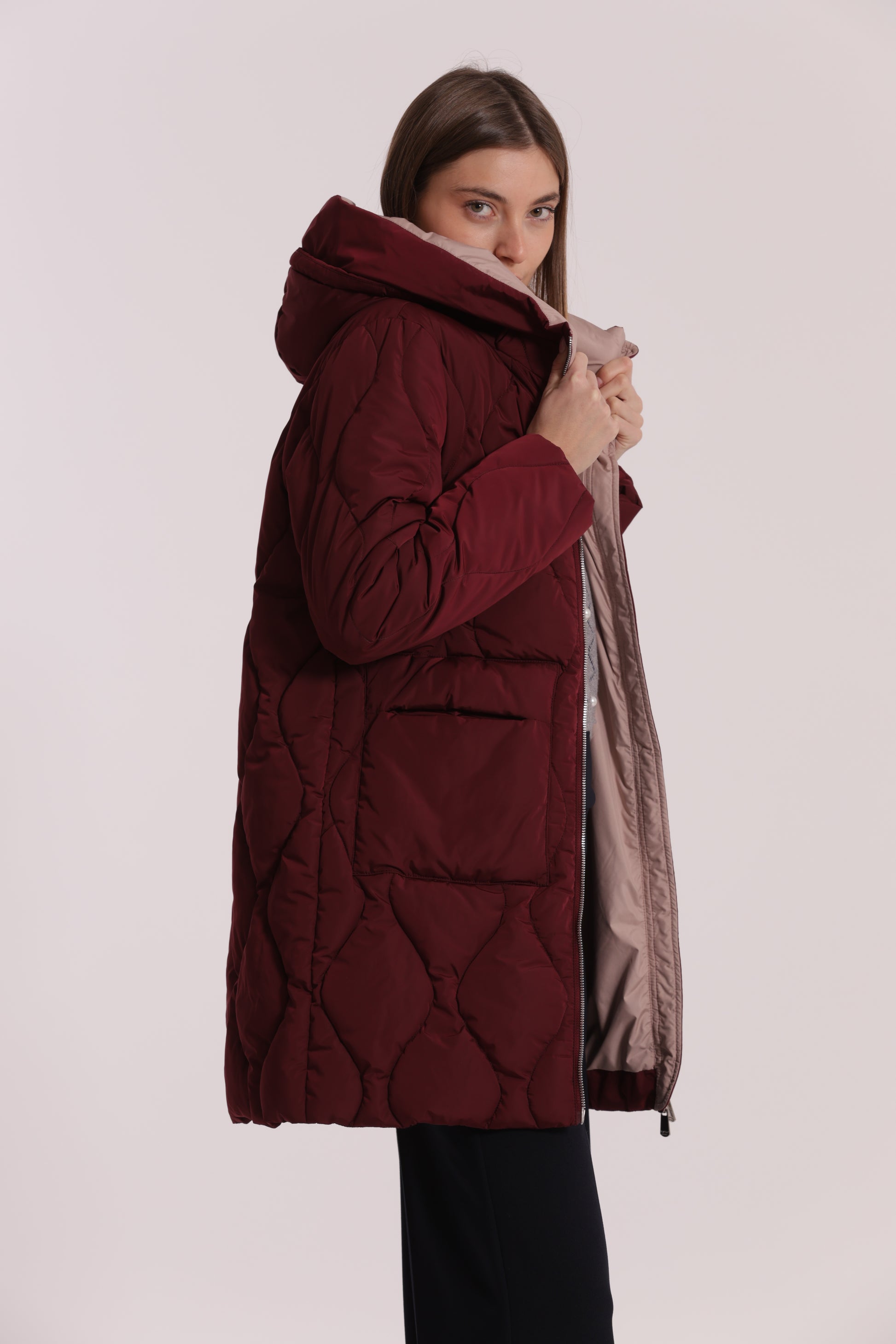 PIUMINO LUNGO CON TRAMA A ROMBI