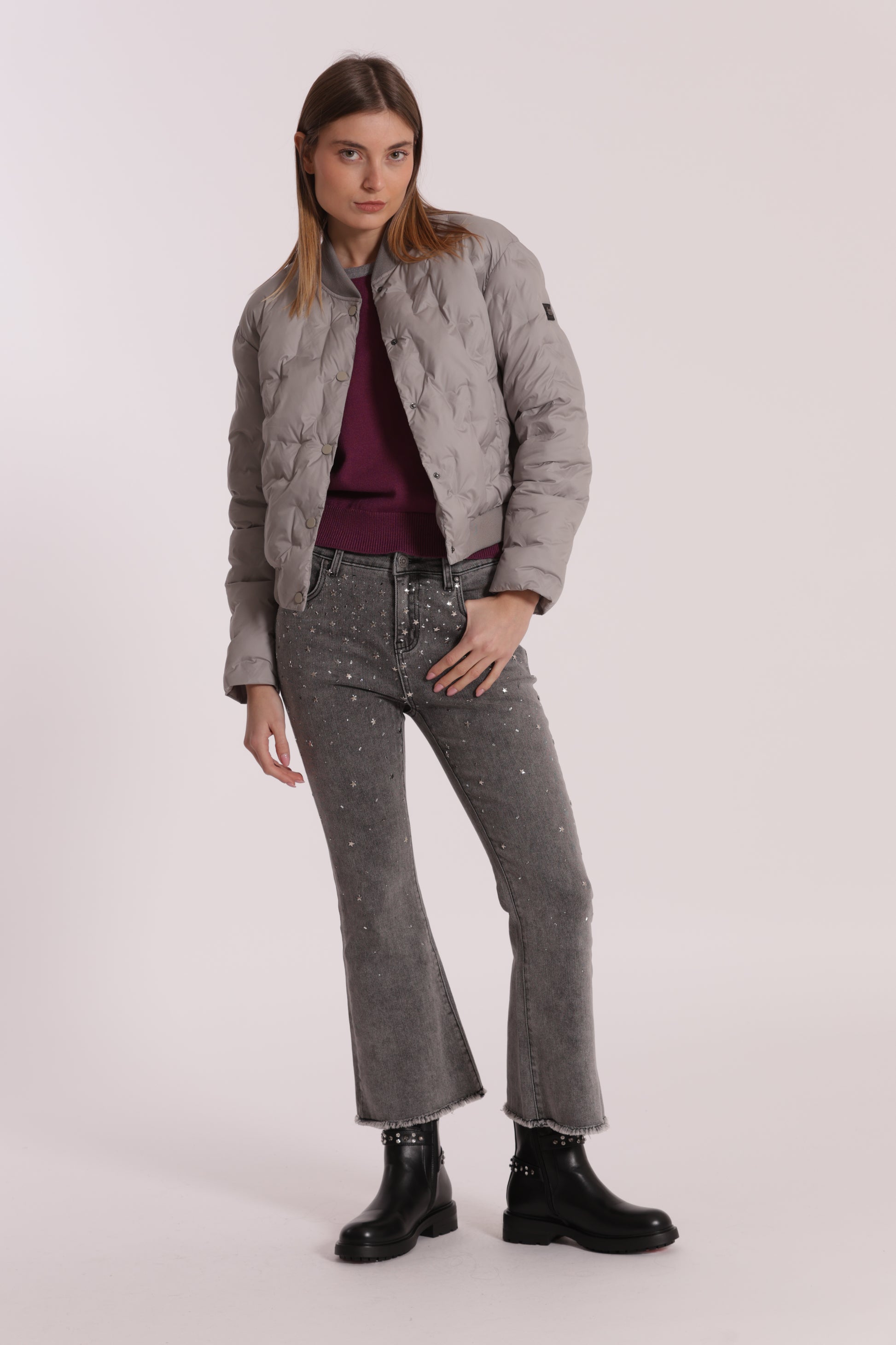 PIUMINO CORTO CON TRAMA GEOMETRICA