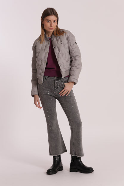 PIUMINO CORTO CON TRAMA GEOMETRICA