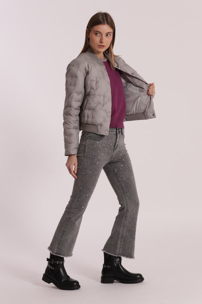 PIUMINO CORTO CON TRAMA GEOMETRICA