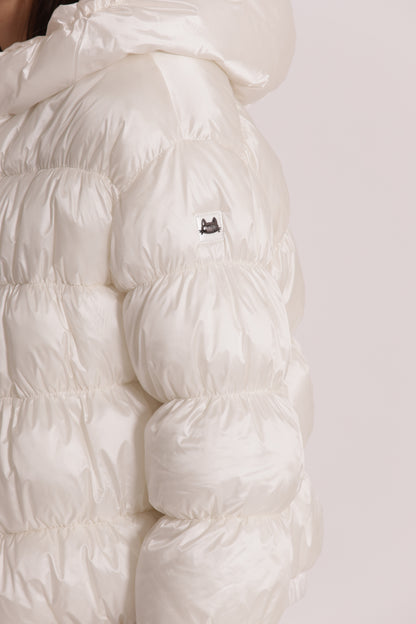 PIUMINO CORTO BOMBER CON CAPPUCCIO