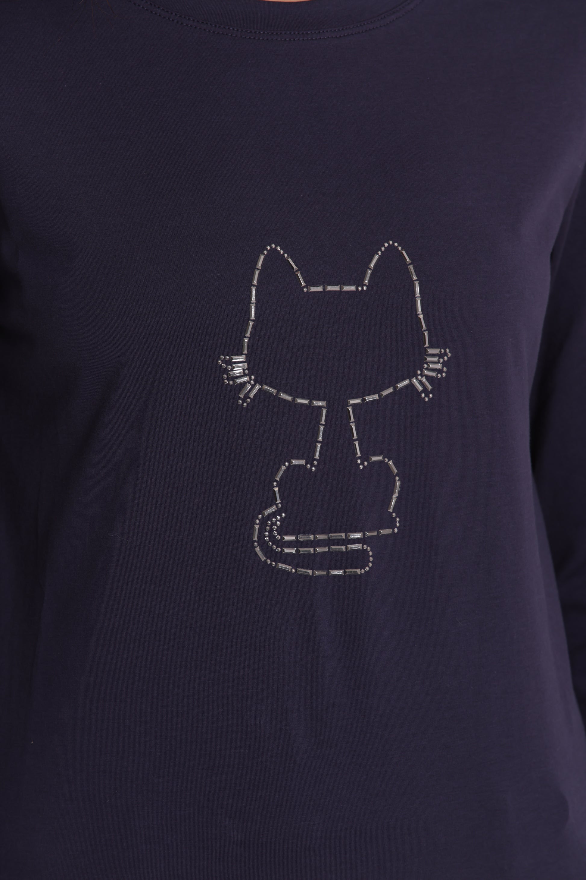 T-SHIRT CON GATTO CATENA