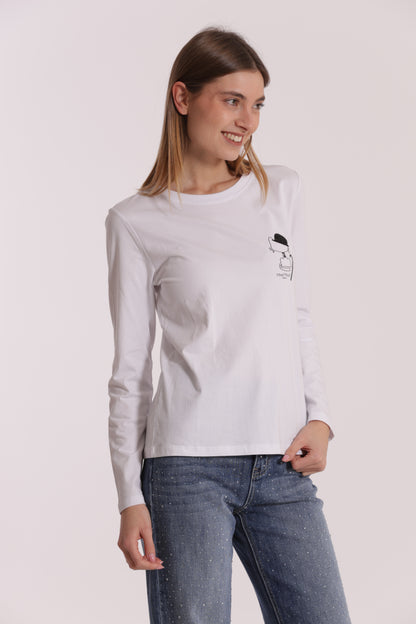 T-SHIRT CON GATTO CHARLIE CHAPLIN