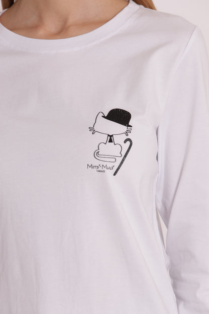 T-SHIRT CON GATTO CHARLIE CHAPLIN