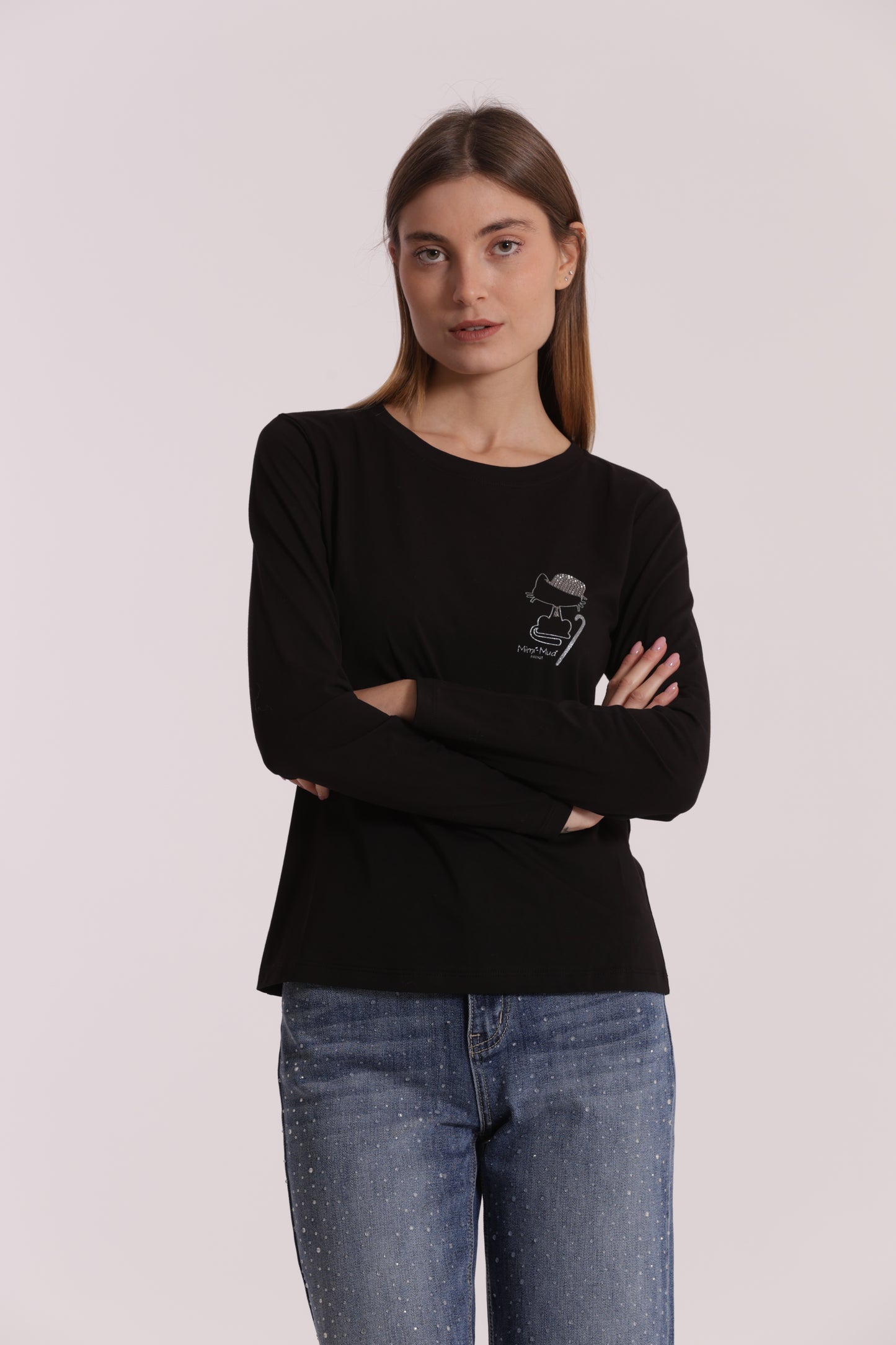 T-SHIRT CON GATTO CHARLIE CHAPLIN